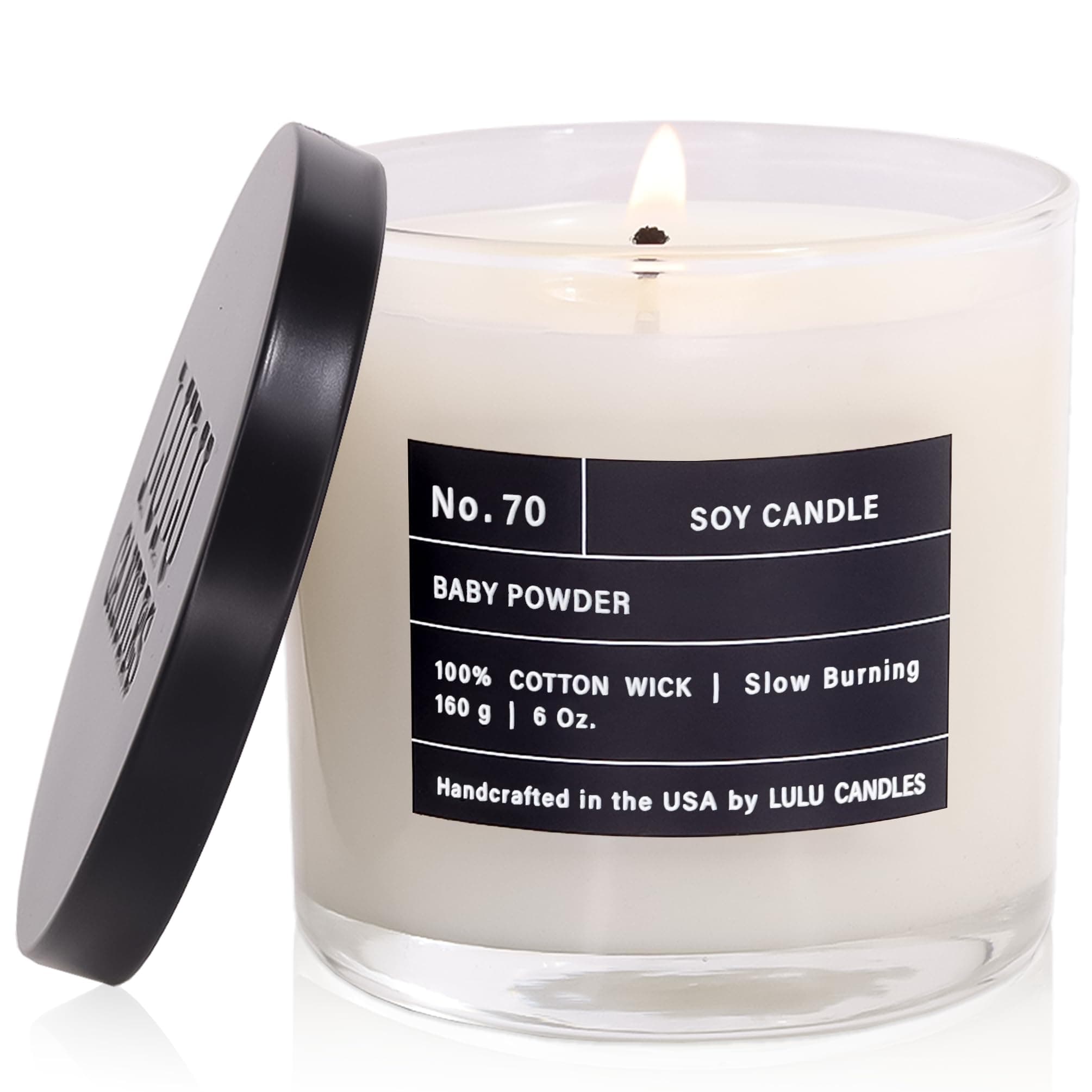 Baby Powder | Luxury Scented Soy Jar Candle | Hand Poured in The USA | Highly Scented & Long Lasting (6 Oz.)