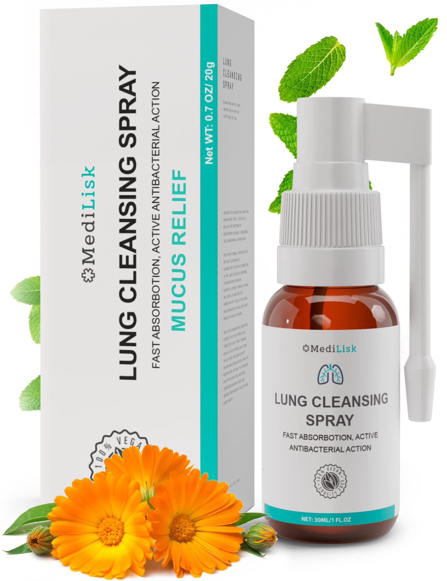 - Lung Cleansing Spray – Respiratory Support, Mucus Relief and Lung Cleanse – Support for Lung Detox for Smokers – Herbal Extract Formula – Hypoallergenic, Non-Steroidal – 1 oz – Pack of 1