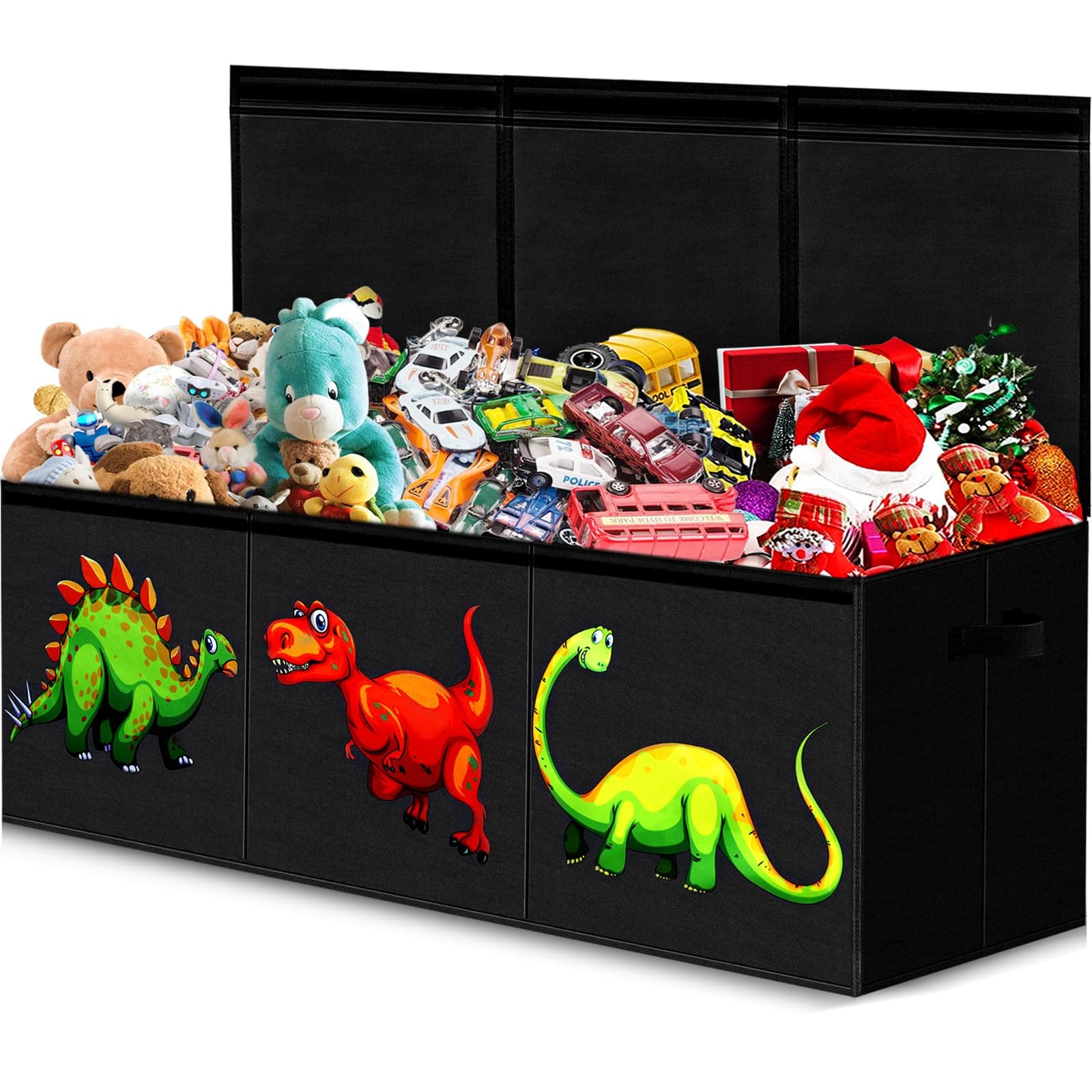 Large Toy Box Chest for Boys, Collapsible Sturdy Storage Bins with Lids, Large Kids Toy Box Chest Storage Organizer for Boys,Girls, Nursery Room, Playroom, Closet, 40.6"X14"X16.5"(Dinosaur)