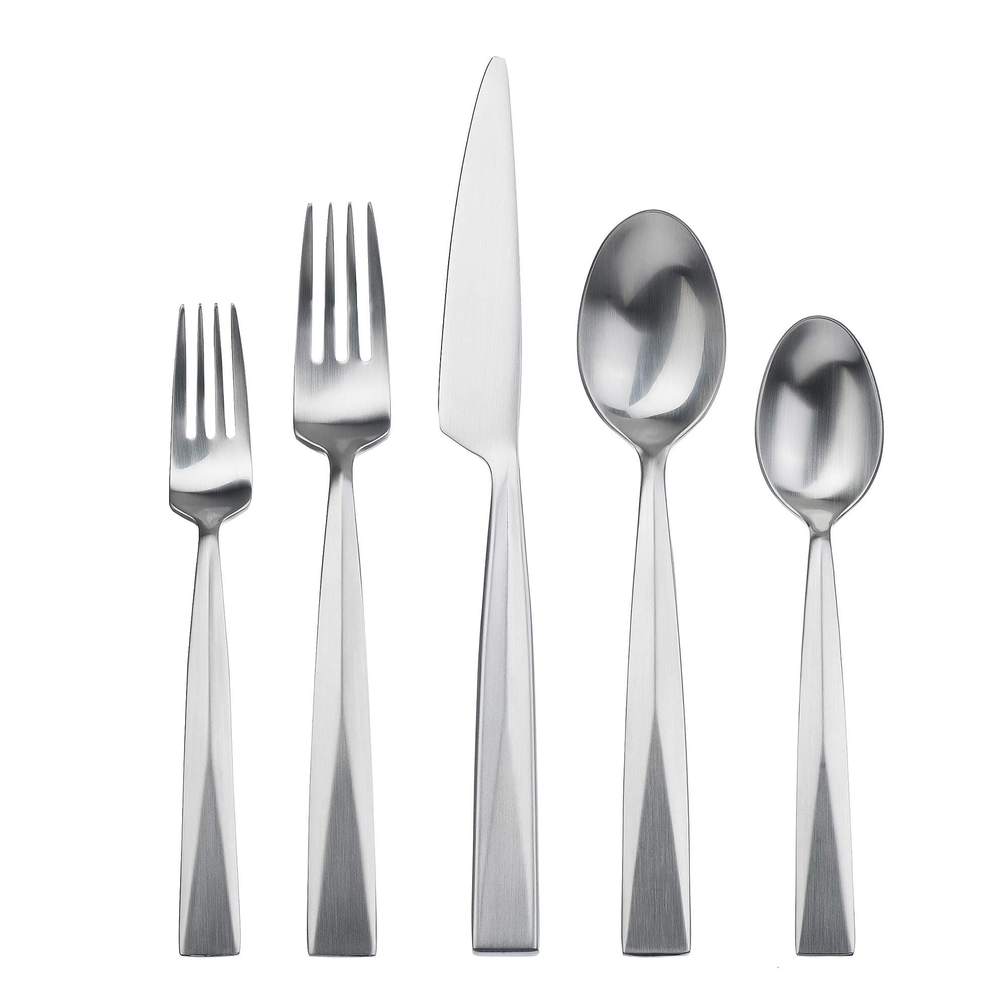 Gourmet Settings 20-Piece Silverware Metro Collection Matte Stainless Steel Flatware Sets, Service for 4, Kitchen Cutlery Utensils Knife/Fork/Spoon, Dishwasher Safe