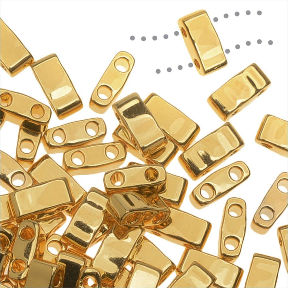 Half Tila Beads 5mm – 24kt Gold Plated, Premium Japanese Glass Beads for Jewelry Making, Loom Work & Beading Designs