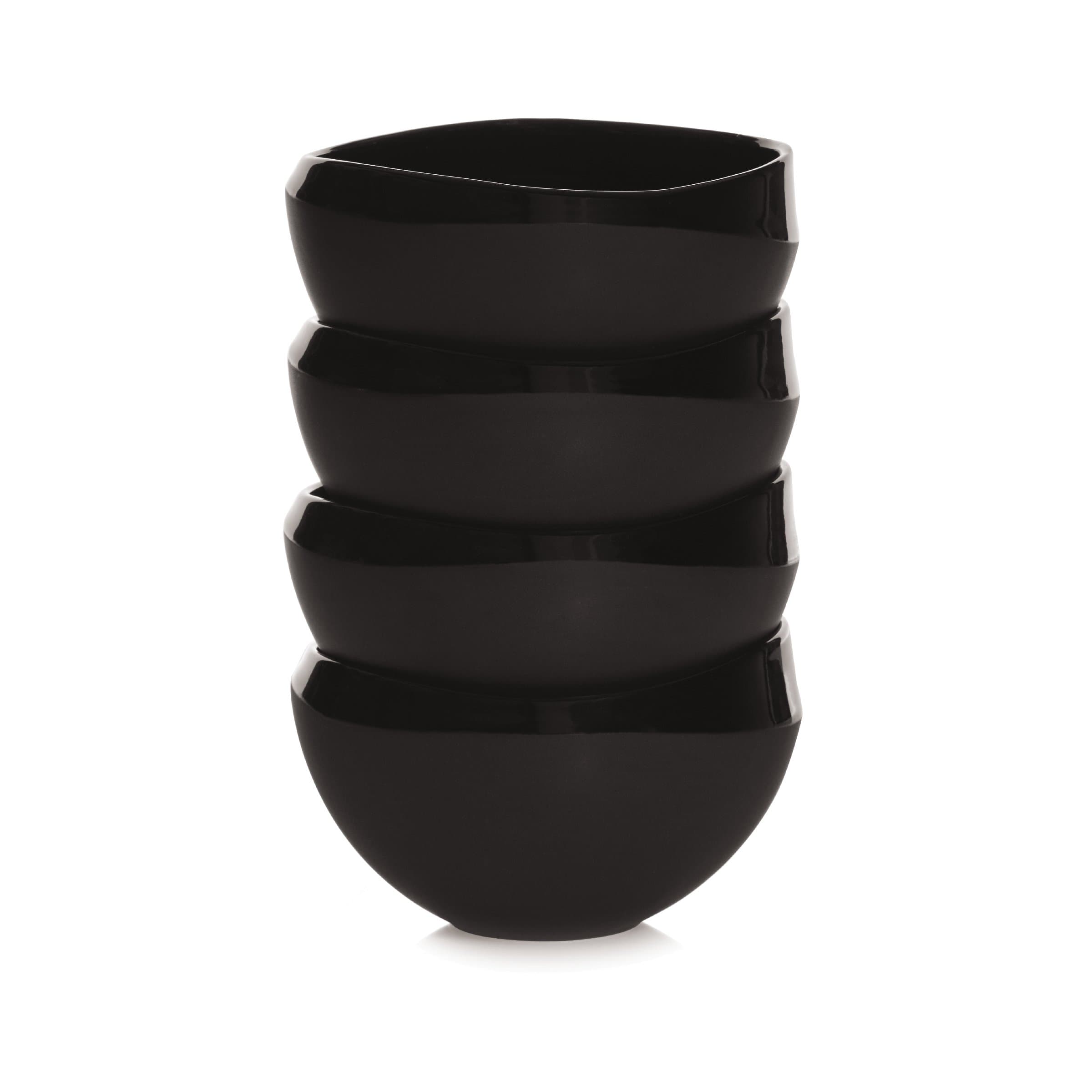 Chamfer Porcelain Bowl, 5-Inch, Noir, Set of 4