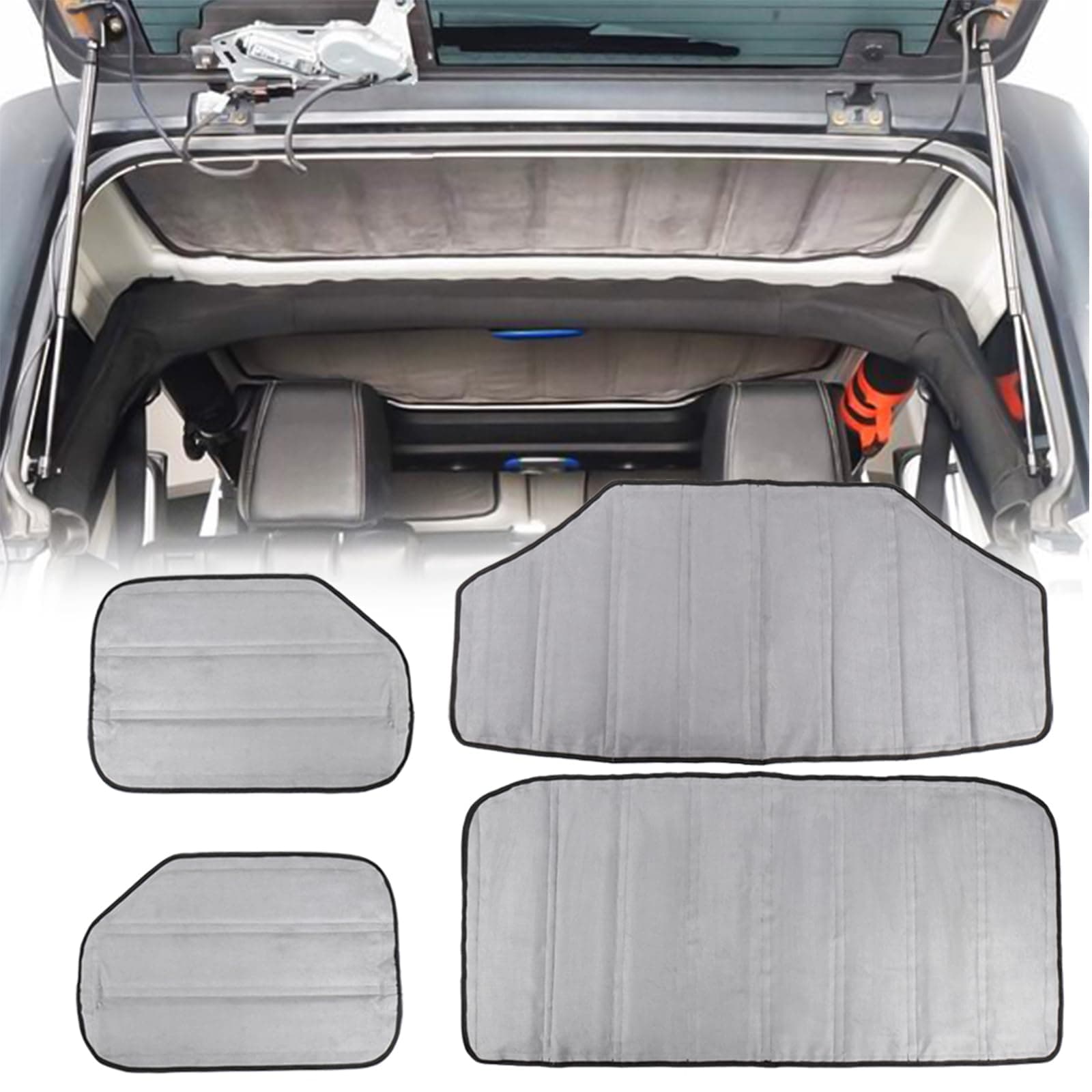 Headliner Hardtop Heat Insulation for Jeep JK Hard Top Headliner Roof Heat Insulation Cotton Sound Deadener Mounts Kit Compatible with Jeep Wrangler JK 4 Door 2011-2018 (4 PCS)