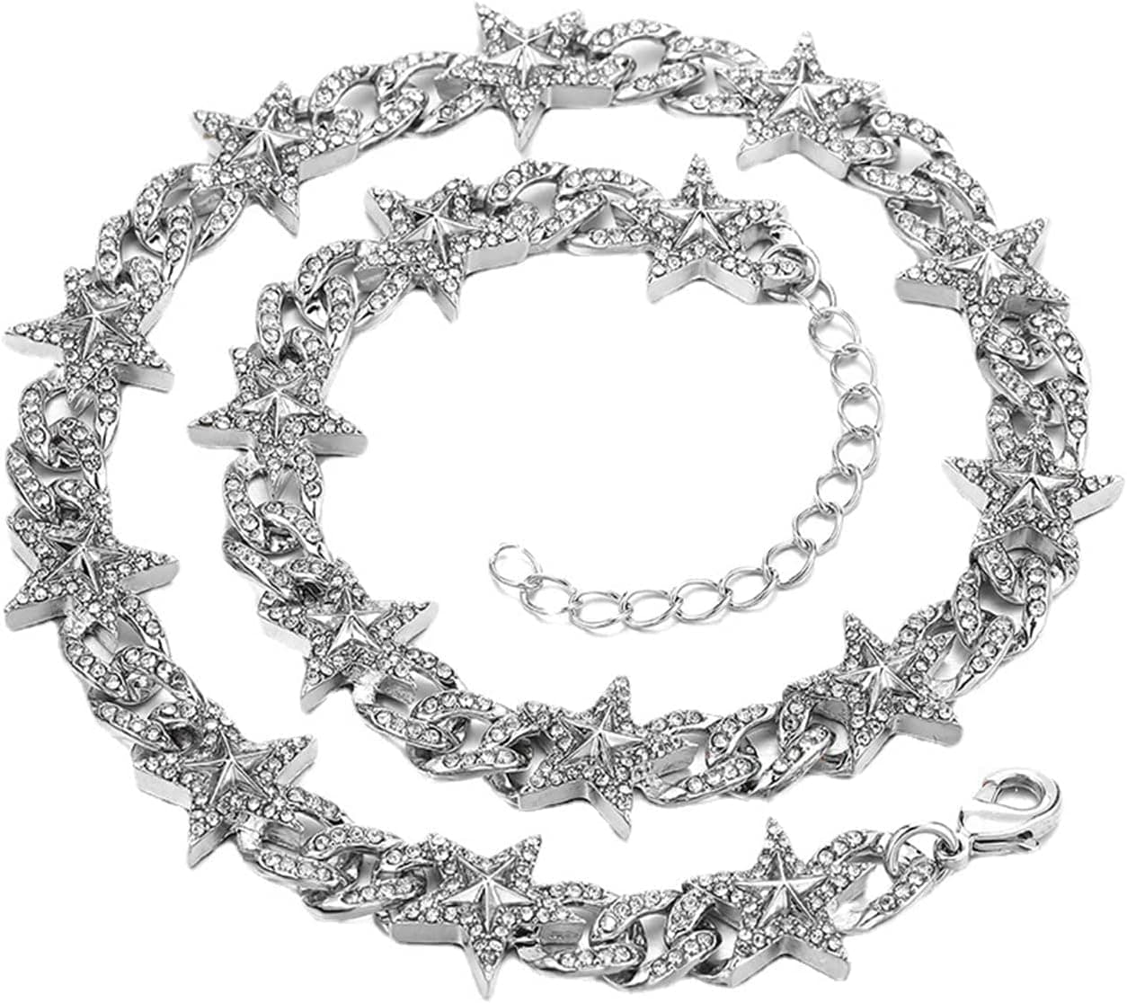 Necklace Pendant Hip hop Rap Iced Out Chain Star Necklace Jewelry Pentagram Cuban Chain Necklace for Women Men Trending Jewelry birthday gifts for women men