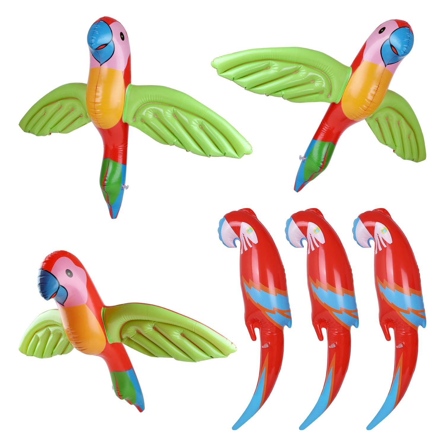 6 Pieces Inflatable Flying Parrot Inflatable Parrot Decorations for Tropical Party Gift Luau Decoration