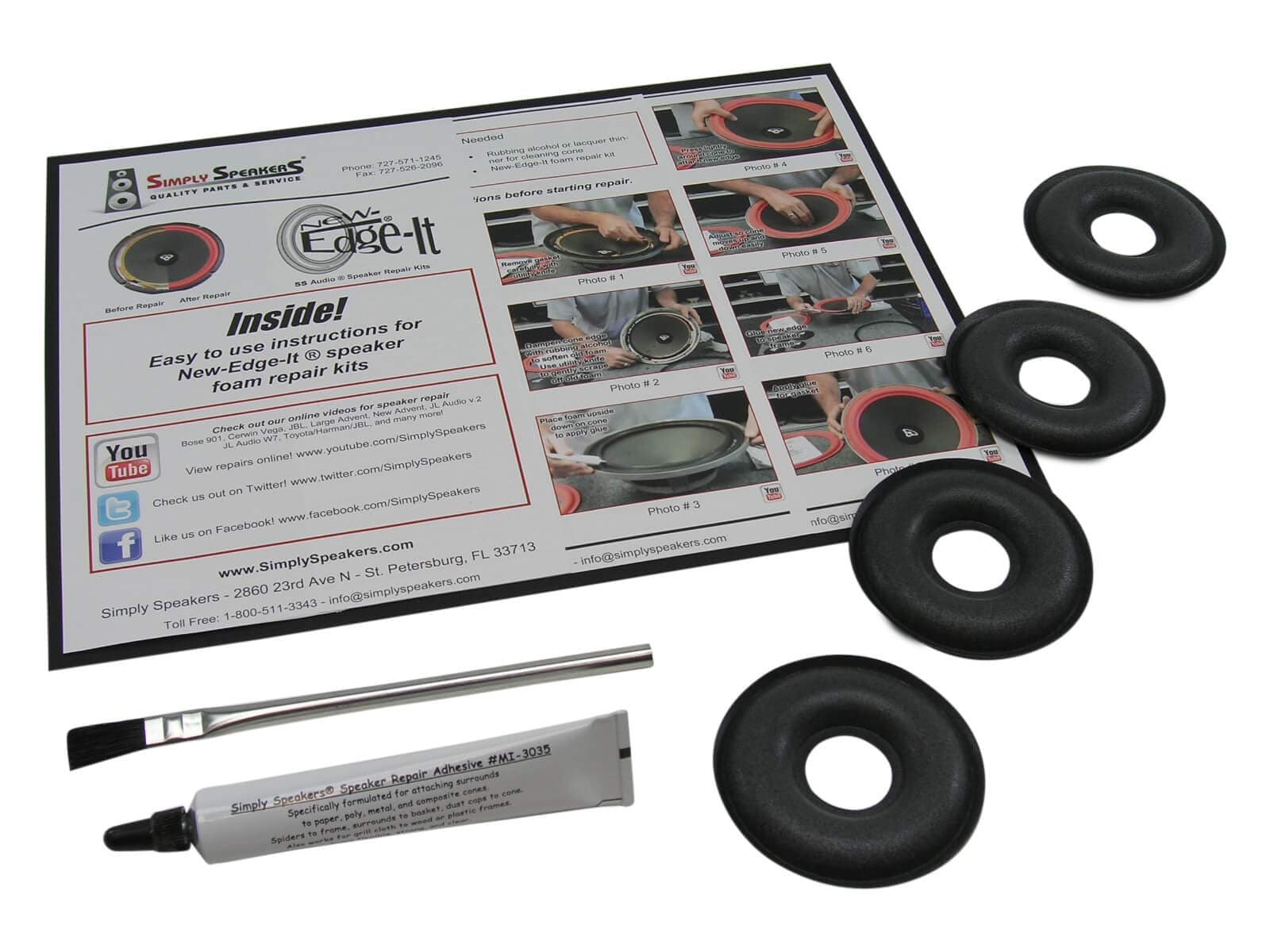 KEF Center Donut Foam 4-Pack Speaker Repair Kit, 102, 103, 104, 105, 107, FSK-KEF (4 Pack)