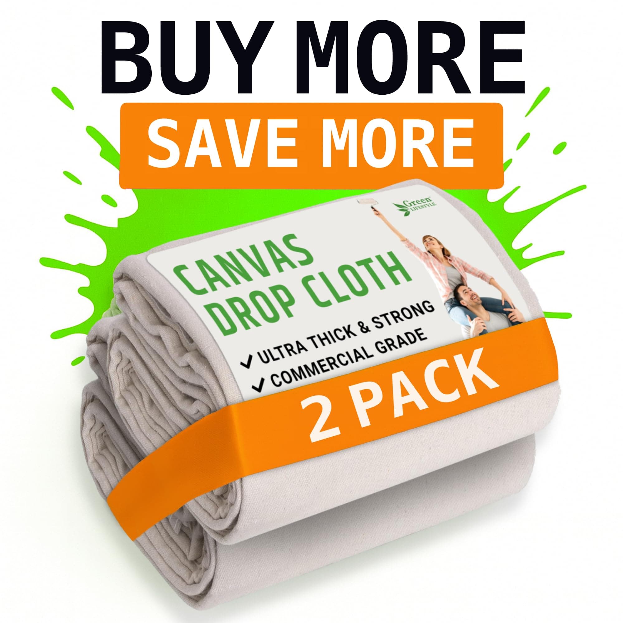 All Purpose Canvas Drop Cloth - Canvas Tarp, Canvas Fabric Drop Cloth Curtains, Drop Cloth for Painting, Floor & Furniture Protection, Painters Drop Cloth, Paint Drop Cloth (Canvas Sheet 6x9)