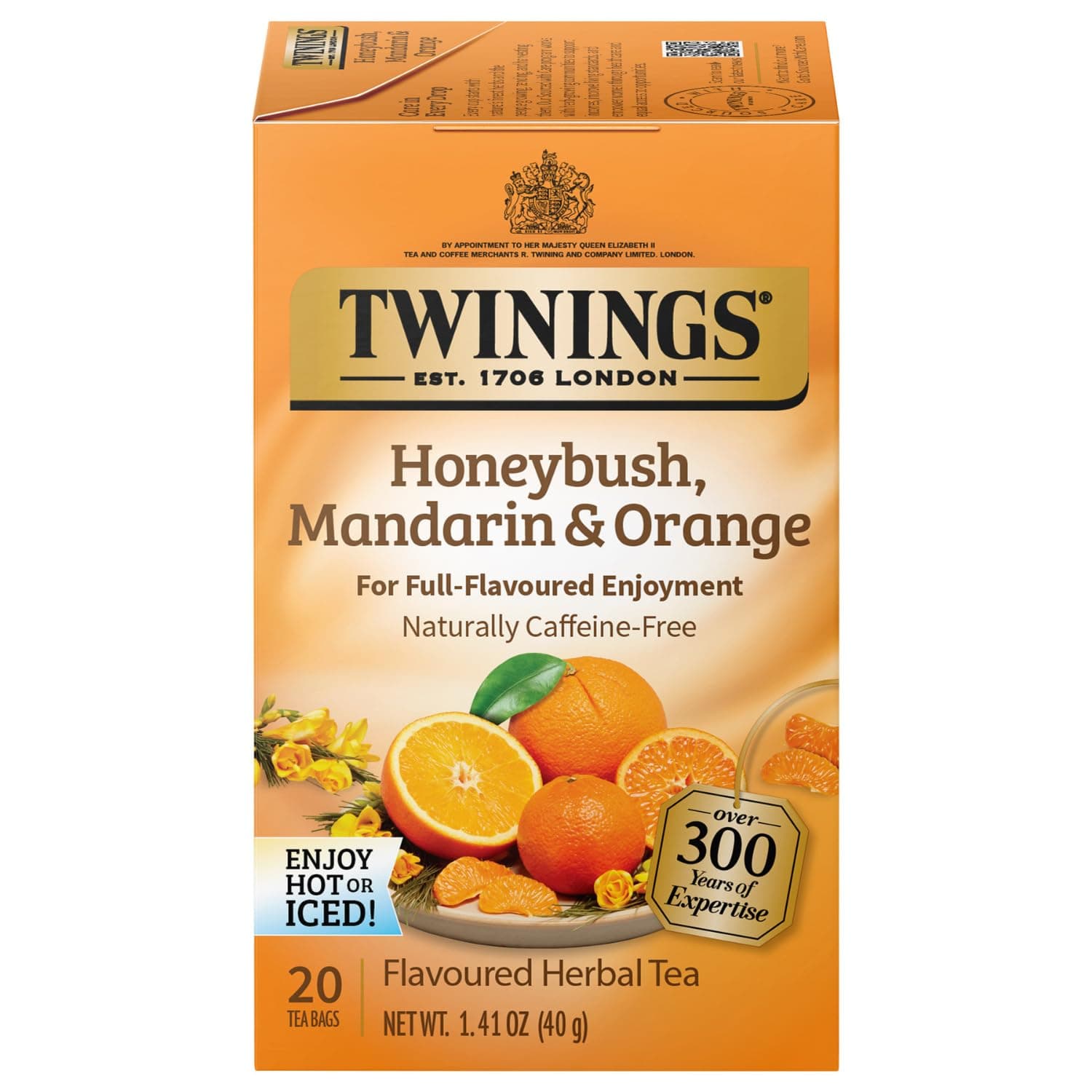 Twinings Honeybush, Mandarin, & Orange Herbal Tea Bags, 20 Count