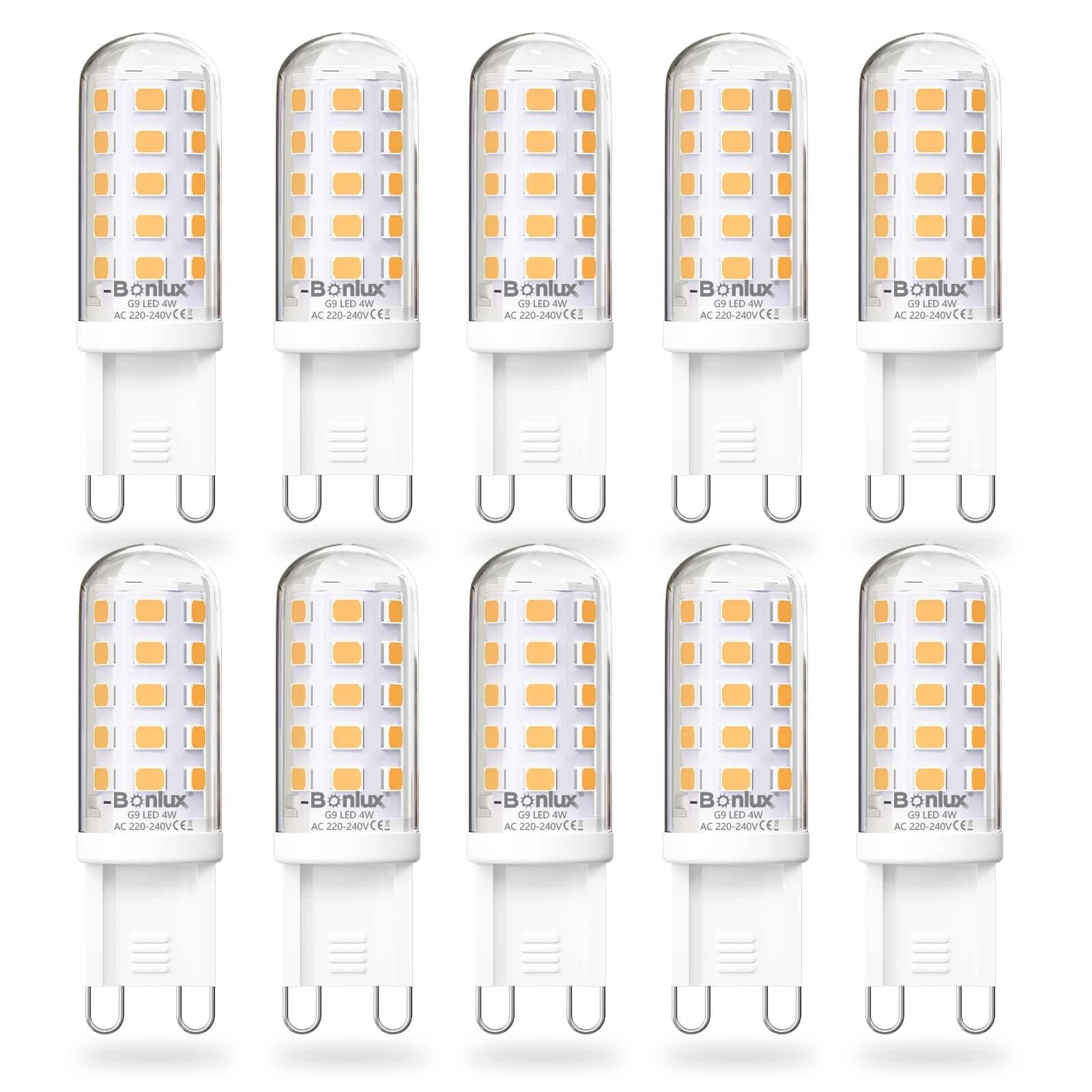 Bonlux G9 LED Bulbs Warm White 2700K, 4W G9 Capsule LED Light Bulb Equivalent to 40W G9 Halogen Bulb, G9 Socket LED Lamp, Energy Saving Light Bulbs, No Flicker, Non-dimmable (Pack of 10)