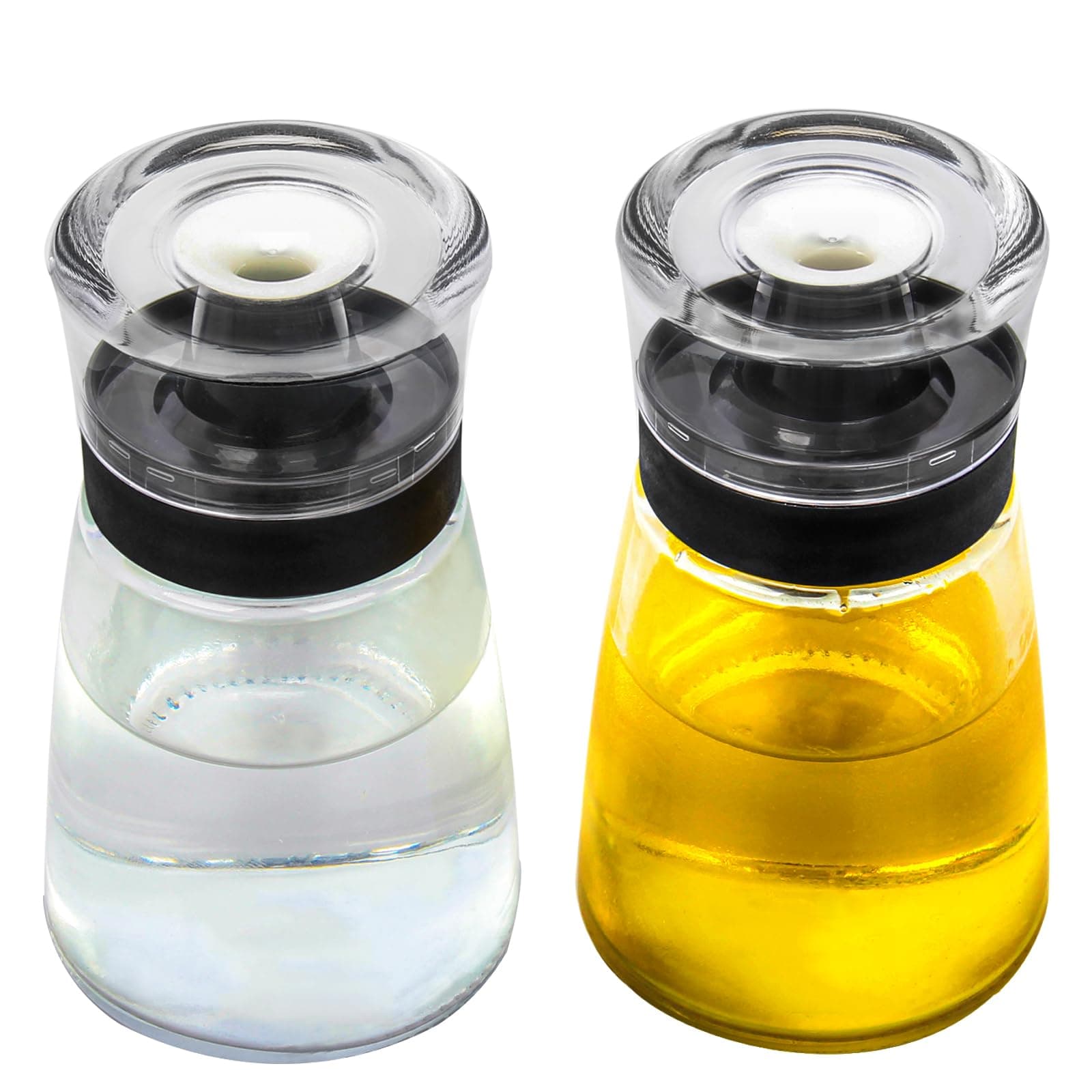 Outdoor Oil Dispenser Bottle for Camping, 160 ml/5.4 oz Glass Olive Oil and Vinegar Cruet, Leak-proof Well Sealed for Picnic Kitchen, 2 Pack