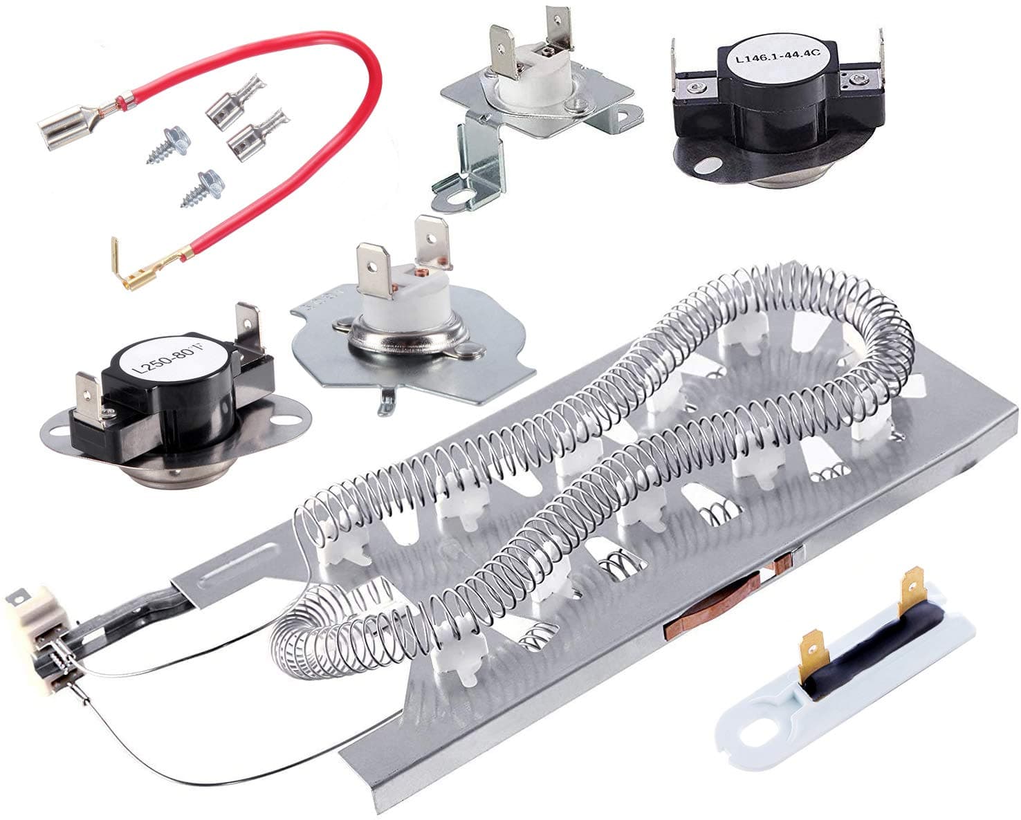 3387747 Dryer Heating Element & 279816 Thermostat Kit & 279973 3392519 Thermal cut-off Fuse Replacement Compatible with Kenmore, Samsung, Whirlpool, KitchenAid electric dryers and more.
