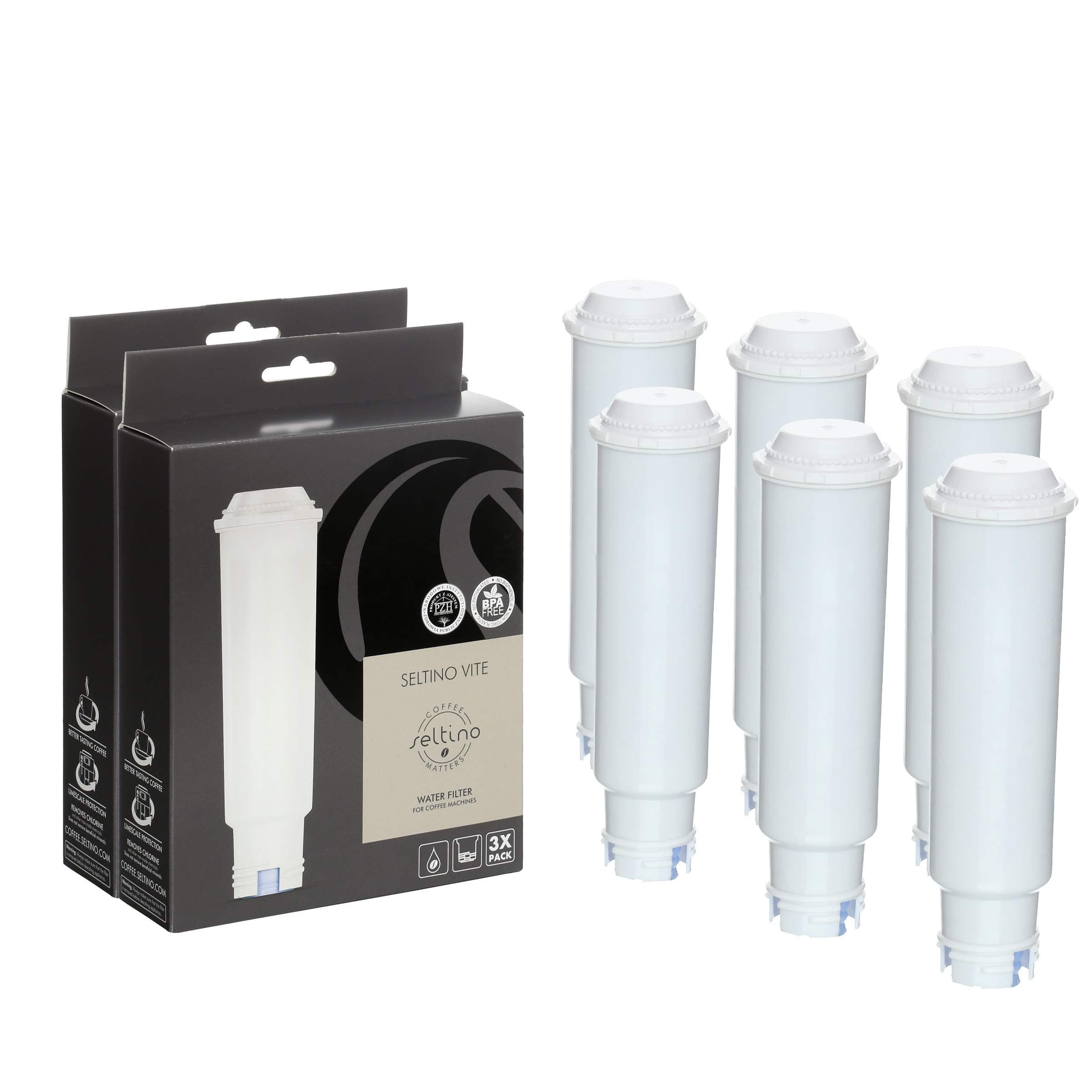 6x Seltino VITE - water filter replacement for KRUPS Coffee Machines. Filter cartridge compatible with Krups CLARIS F088, Bosch, TCZ6003, Siemens, TZ6003, TCZ 2003... (2x triple pack!)