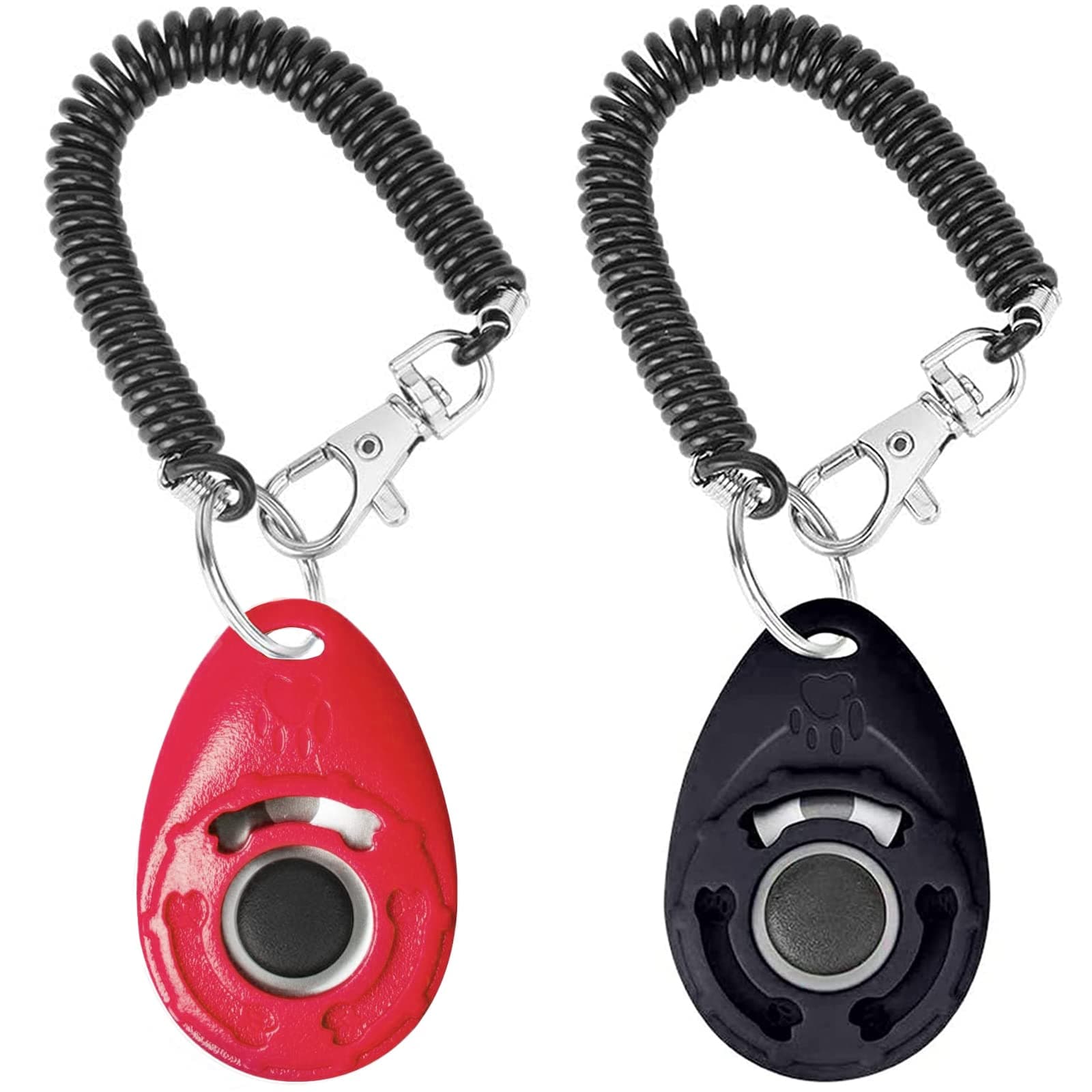 Acehome 2 Pack Dog Training Clicker with Wrist Strap, Pet Training Clicker with Big Button Effective Behavioral Training Tool for Cats Birds Puppy Recall（Black+Red）
