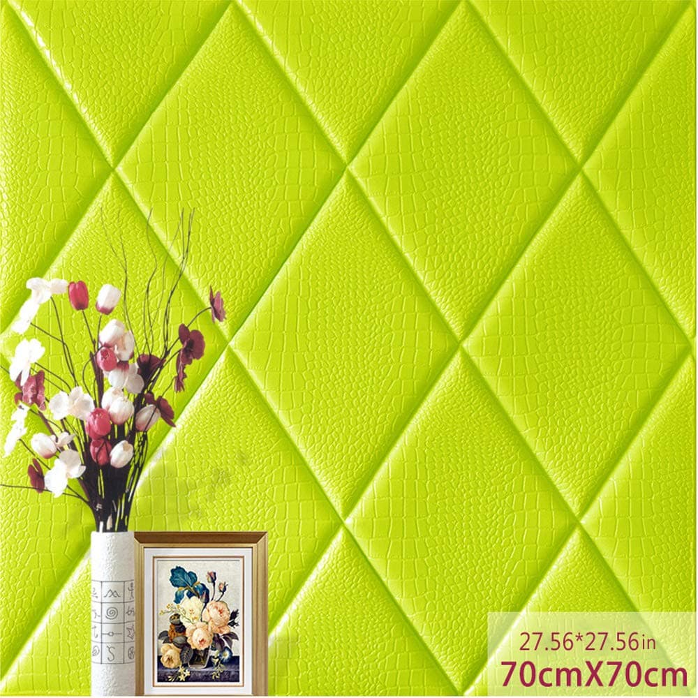 3D Wall Panel Crocodile Print PE Foam Self-Adhesive,Thickened Peel and Stick Tile backsplash Sound-Proof and Water-Proof (5, Fluorescent Green)