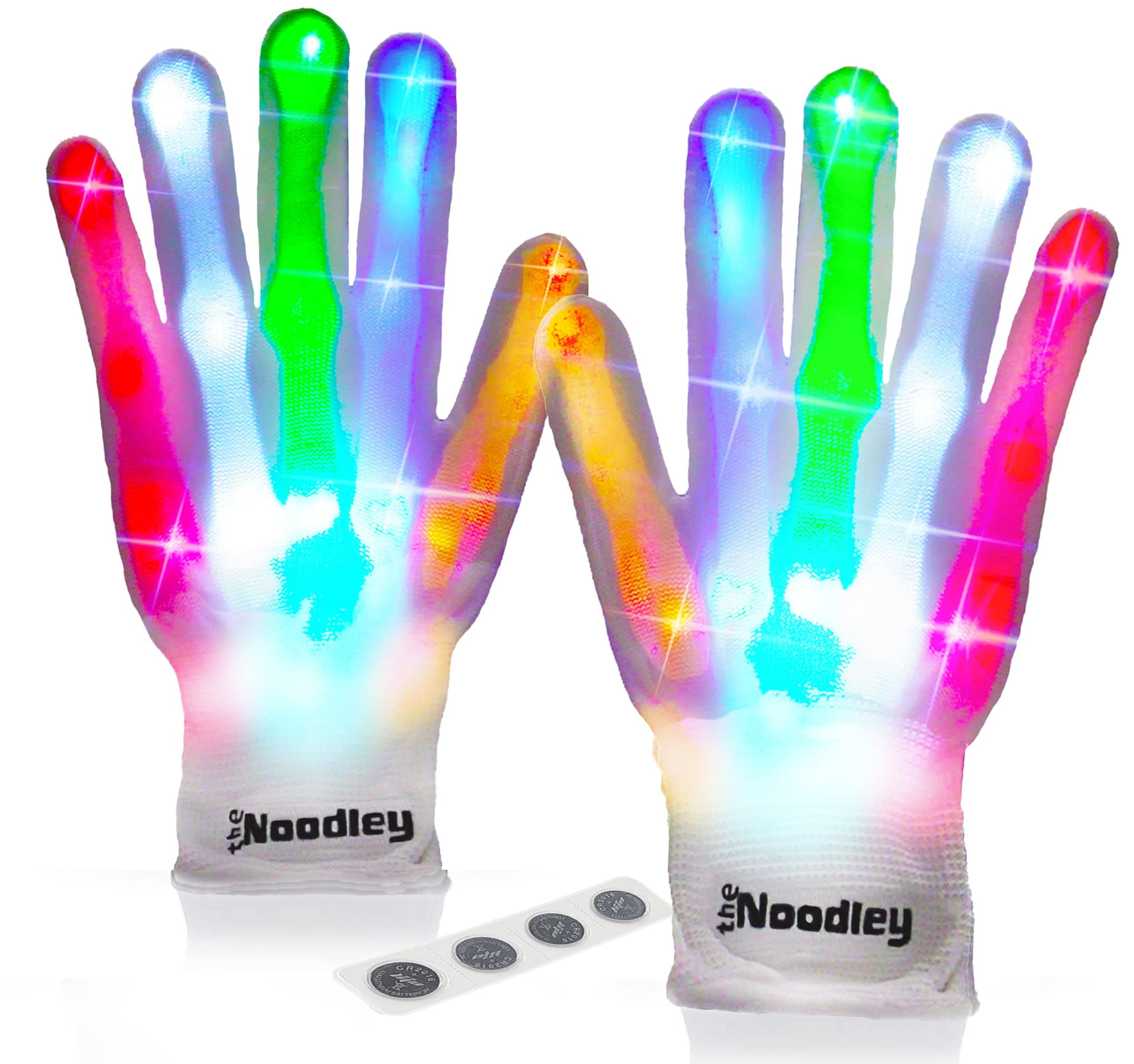 The Noodley Flashing LED Light Gloves Kid Size Flashing Toy Stocking Stuffers Christmas Birthday Fun Stuff Gift Girls Boys