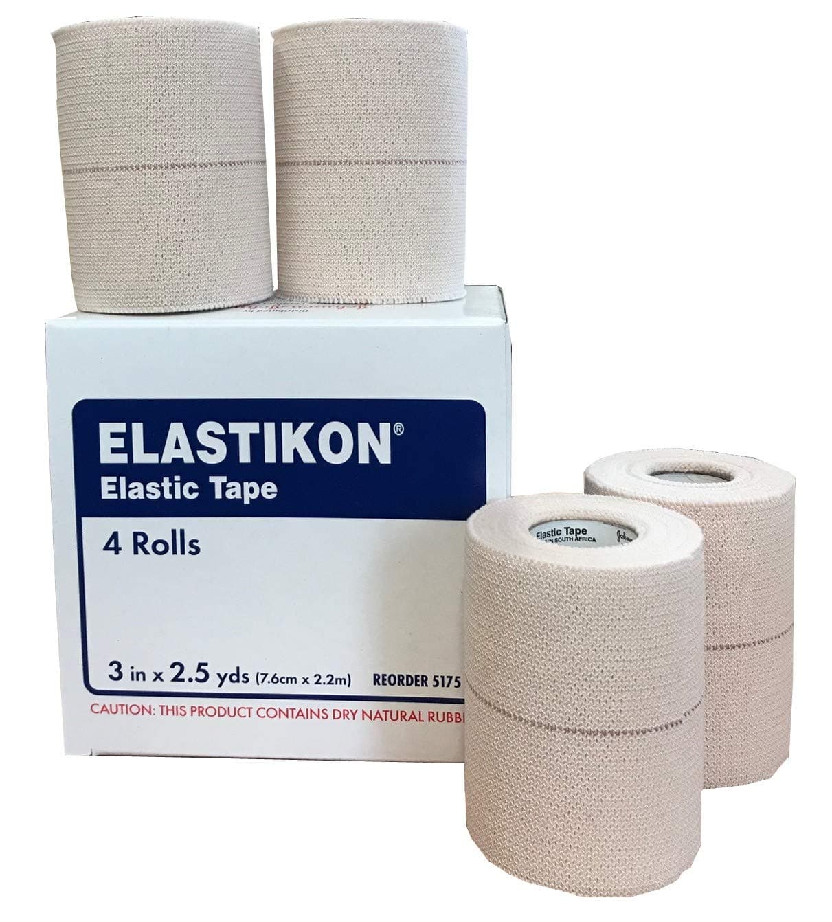 Johnson & Johnson Elastikon Elastic Tape, 3" x 2.5 Yards, (3" x 5 Yards Stretched), Reliable Compression for Support of Sprains, Strains, and Muscle Injuries, Case of 4 Rolls