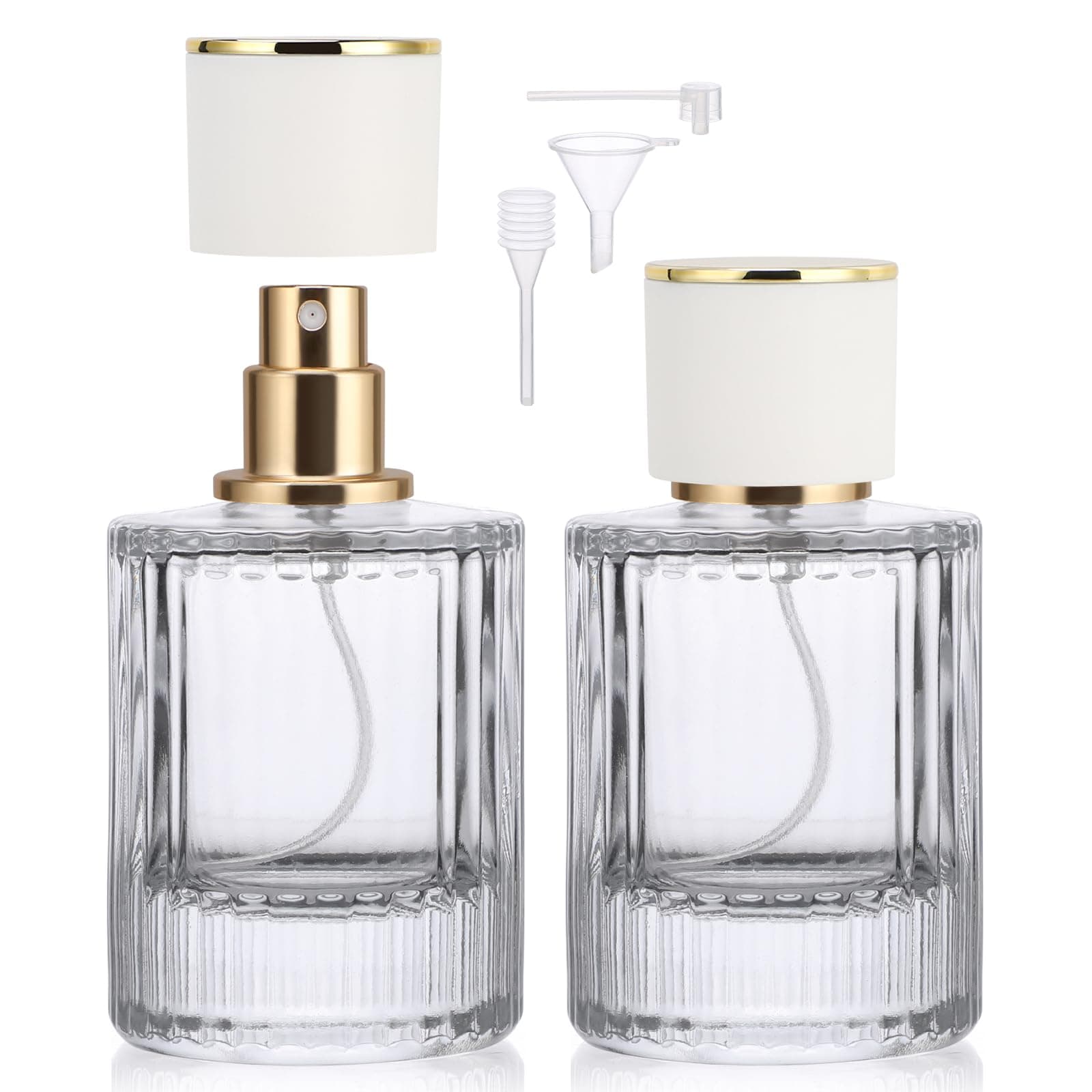 1.7oz Cologne Travel Bottle Refillable, 2pcs 50ml Empty Perfume Spray Bottles, Travel Glass Perfume Atomizer Vintage Cologne Sample Container for Toiletries Cosmetic