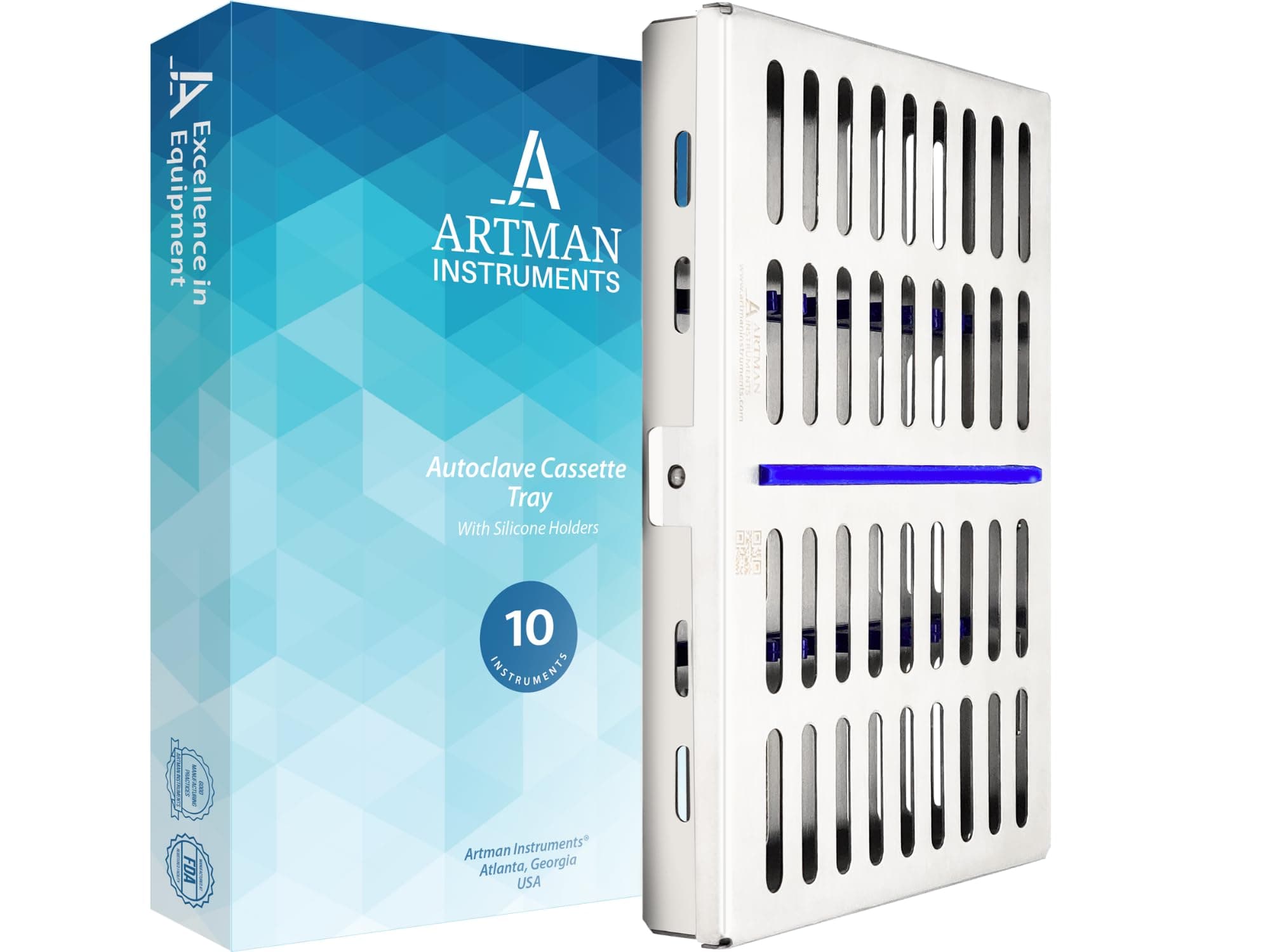 ARTMAN Instrument Cassette Rack for 5,7,10 & 20 Instruments Box Dental Instruments Organizer (for 10 Instruments)
