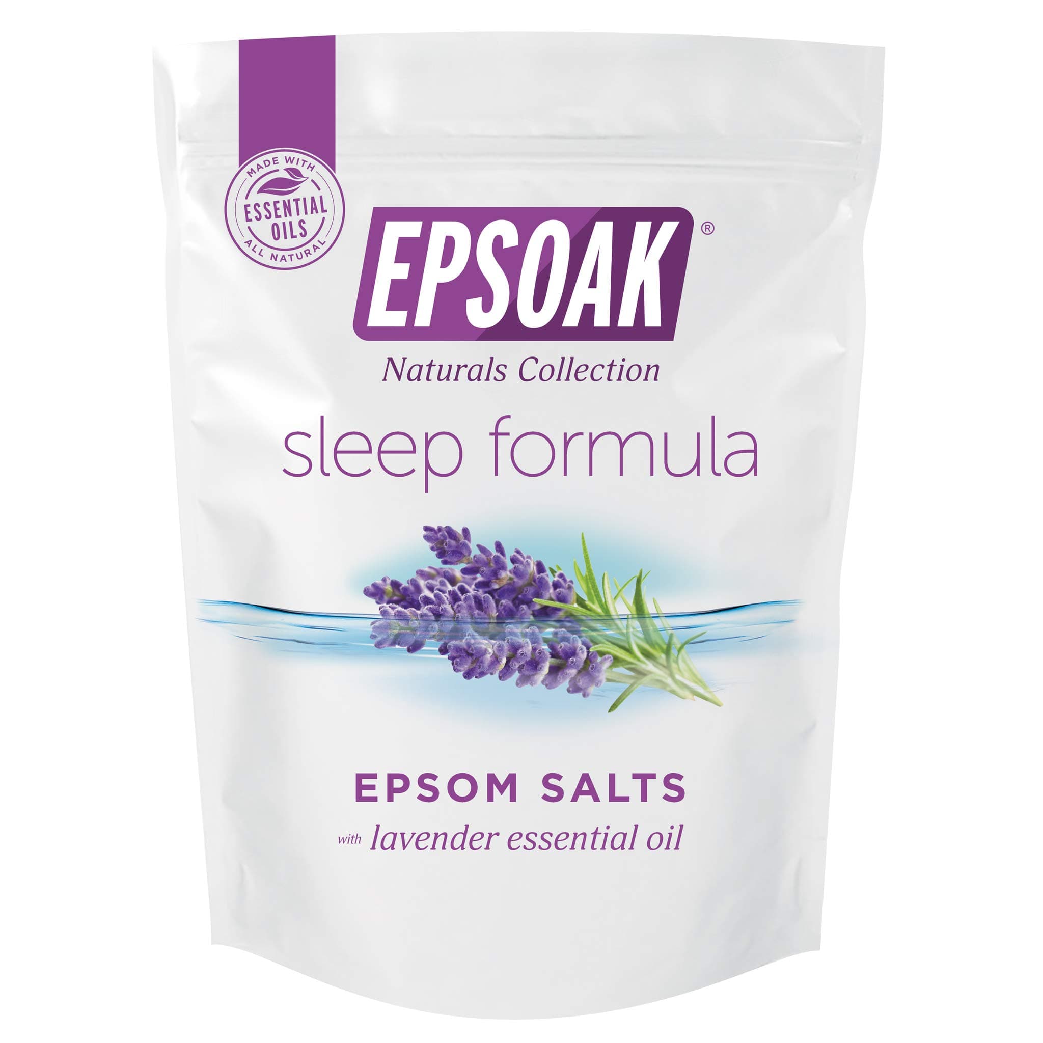 Epsoak Epsom Salt Sleep Formula 2 lbs. - Lavender Bath Salts, Sleep Well & Relax with Epsom Salt & 100% Natural Lavender Essential Oil