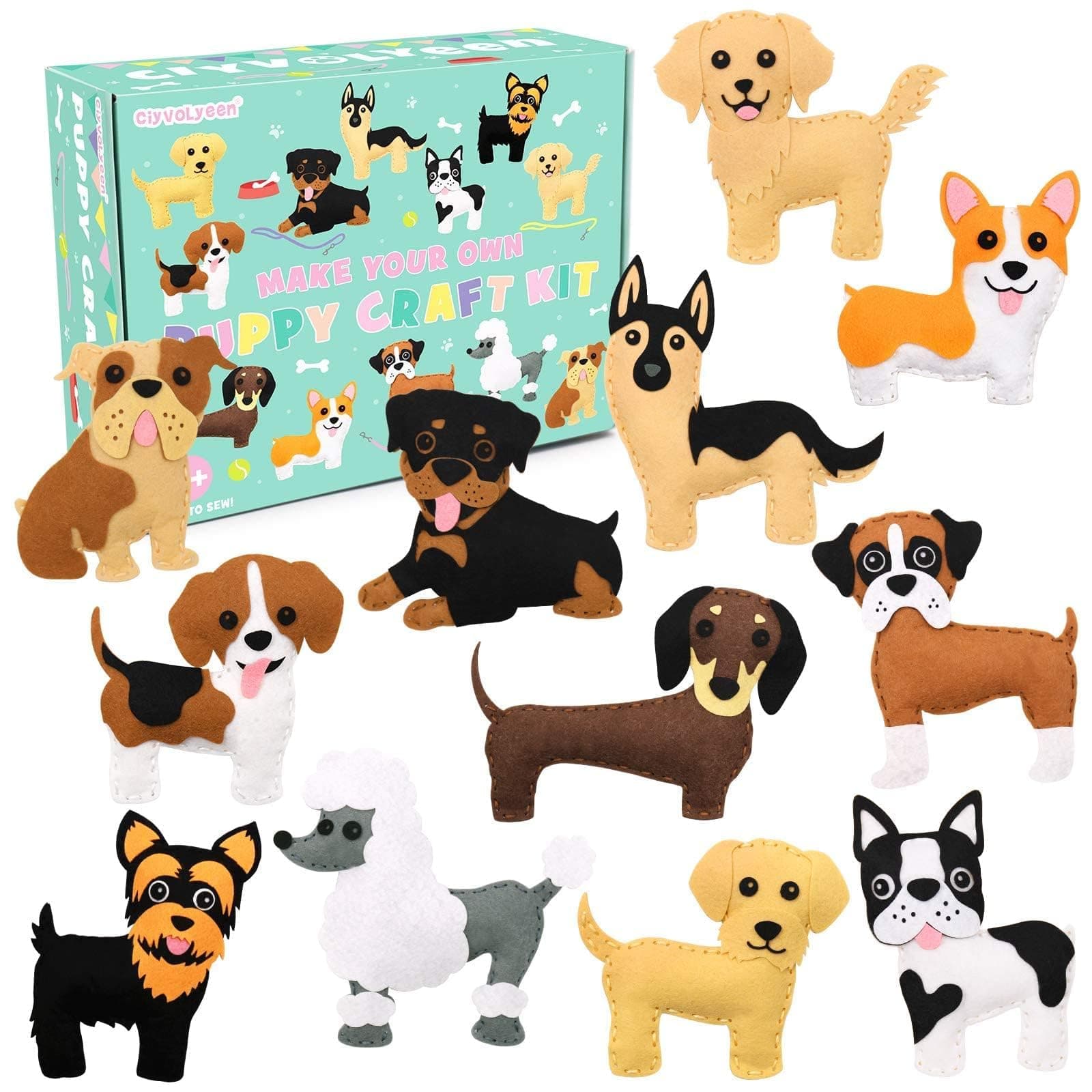 CiyvoLyeen Puppy Sewing Kit for Kids –Fun Plush Toy Sewing for Girls & Boys – DIY Felt Craft Gift Set Ages 7 8 9 10 11 12