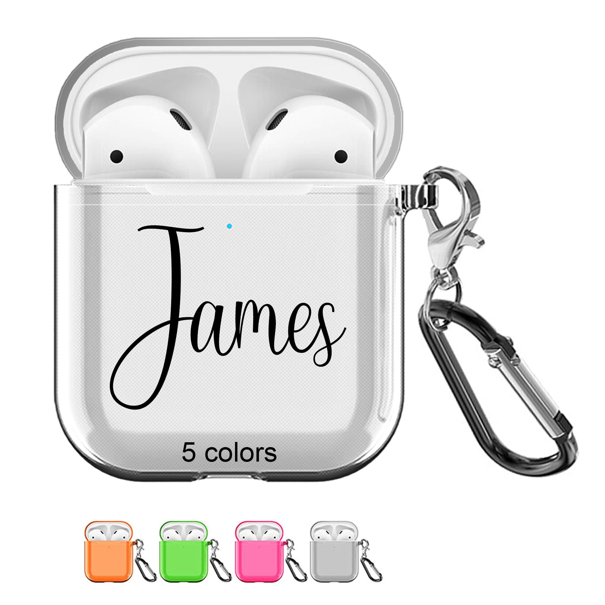 SHUMEI Custom Name AirPods Case for Apple AirPod 2 and 1, Personalized Gift Shock Absorption Soft Clear TPU Cover DIY Relief