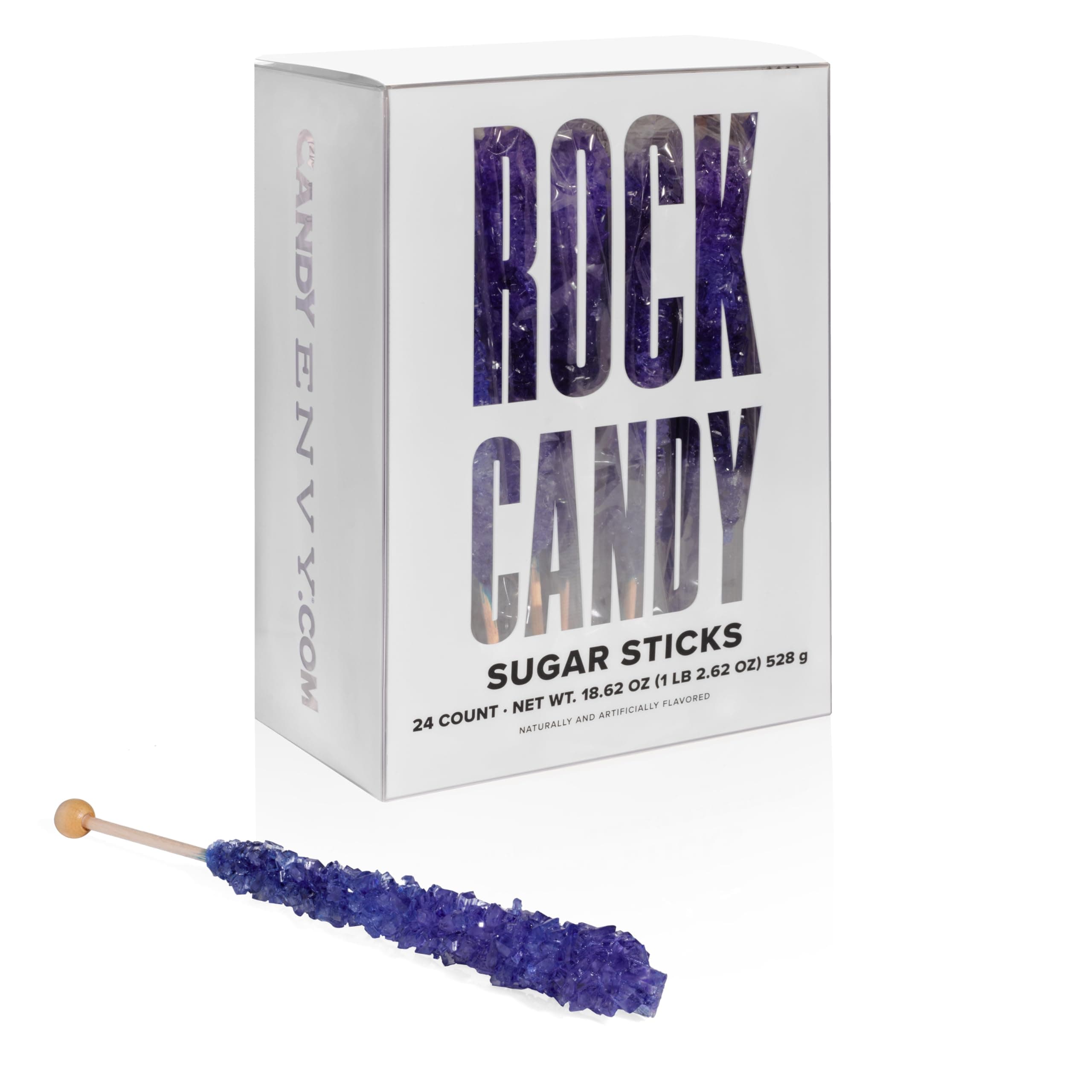 Purple Rock Candy Sugar Sticks - Grape Flavored - 24 Individually Wrapped Purple Candy