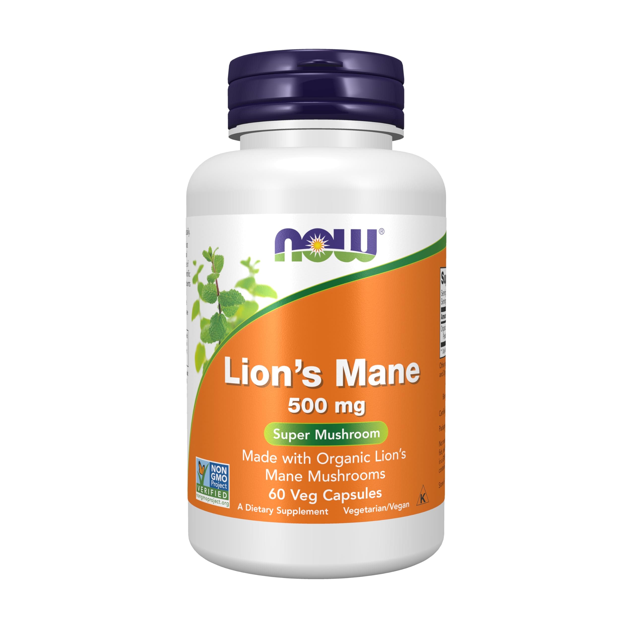 NOW Supplements, Lion's Mane 500 mg, Super Mushroom, Made with Organic Lion's Mane Mushrooms, 60 Veg Capsules