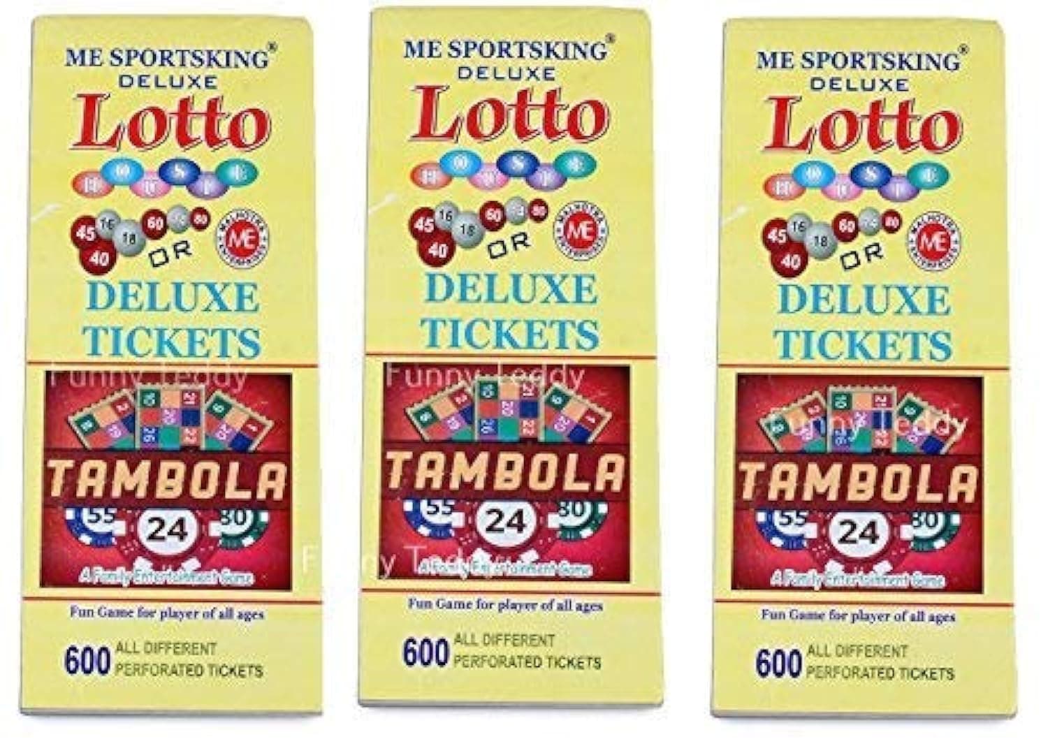 Funny Teddy Tambola Tickets - 1800 (3 Book) | Each Book Contains 600 Bingo Game Paper
