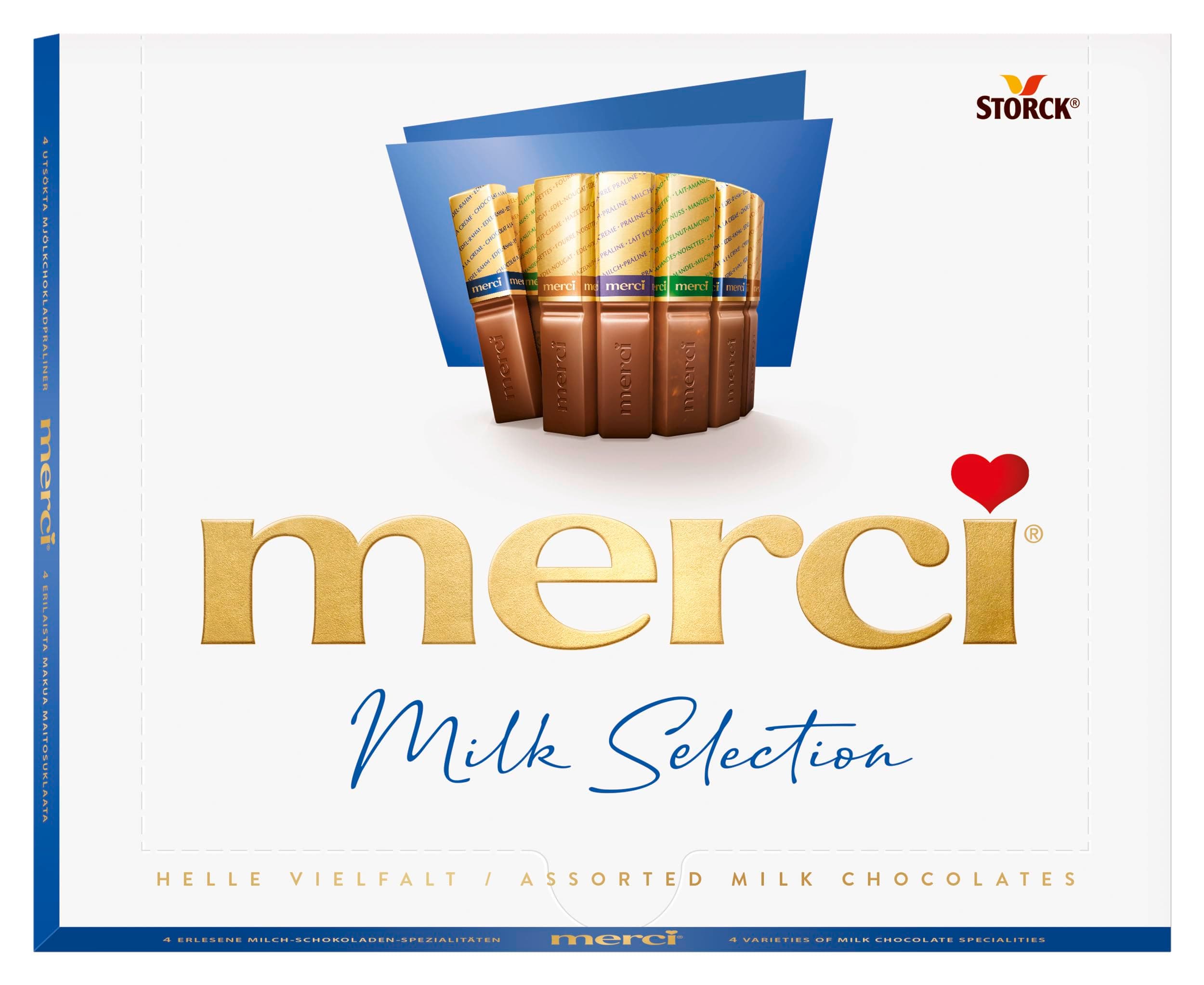 Merci Finest Milk Chocolate Box, 4 Varieties of Chocolates, Gluten Free, Ideal for Christmas, 250 g (Pack of 1)