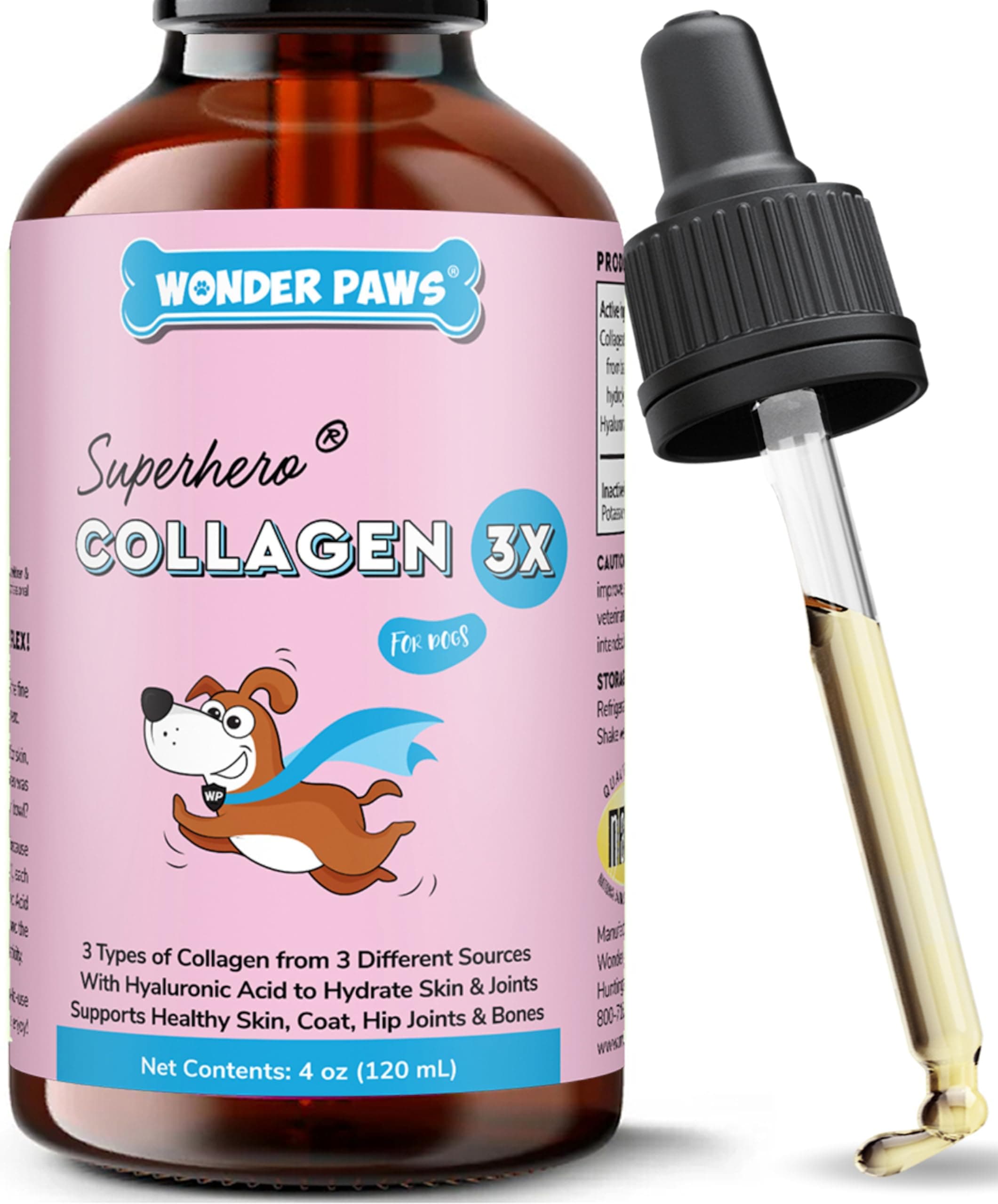 Premium Collagen for Dogs – Liquid Support for Skin, Coat, HIPS & Joints – with Hyaluronic Acid & Types I, II & III Collagen – Daily Wellness Formula, Made in USA