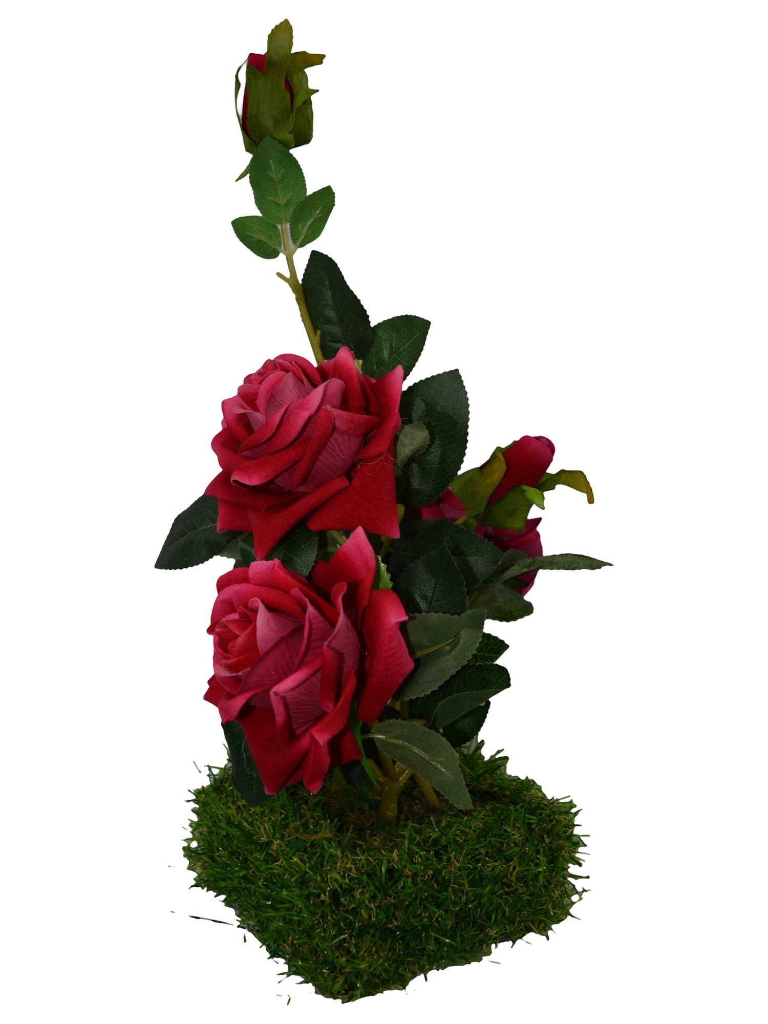 Fancy Mart Artificial Flower Real Touch and Feel Rose in Grass Pot (38 cm, Multi-Color)