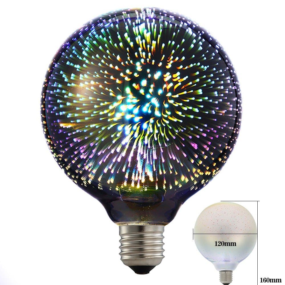 Eforlighting 4W E26 LED 3D Light Bulb AC110V Creative Colorful Decorative Lamp G125 Filament Fireworks Ball Light for Home Bar Cafe Party Wedding Show Ornament Store Decor