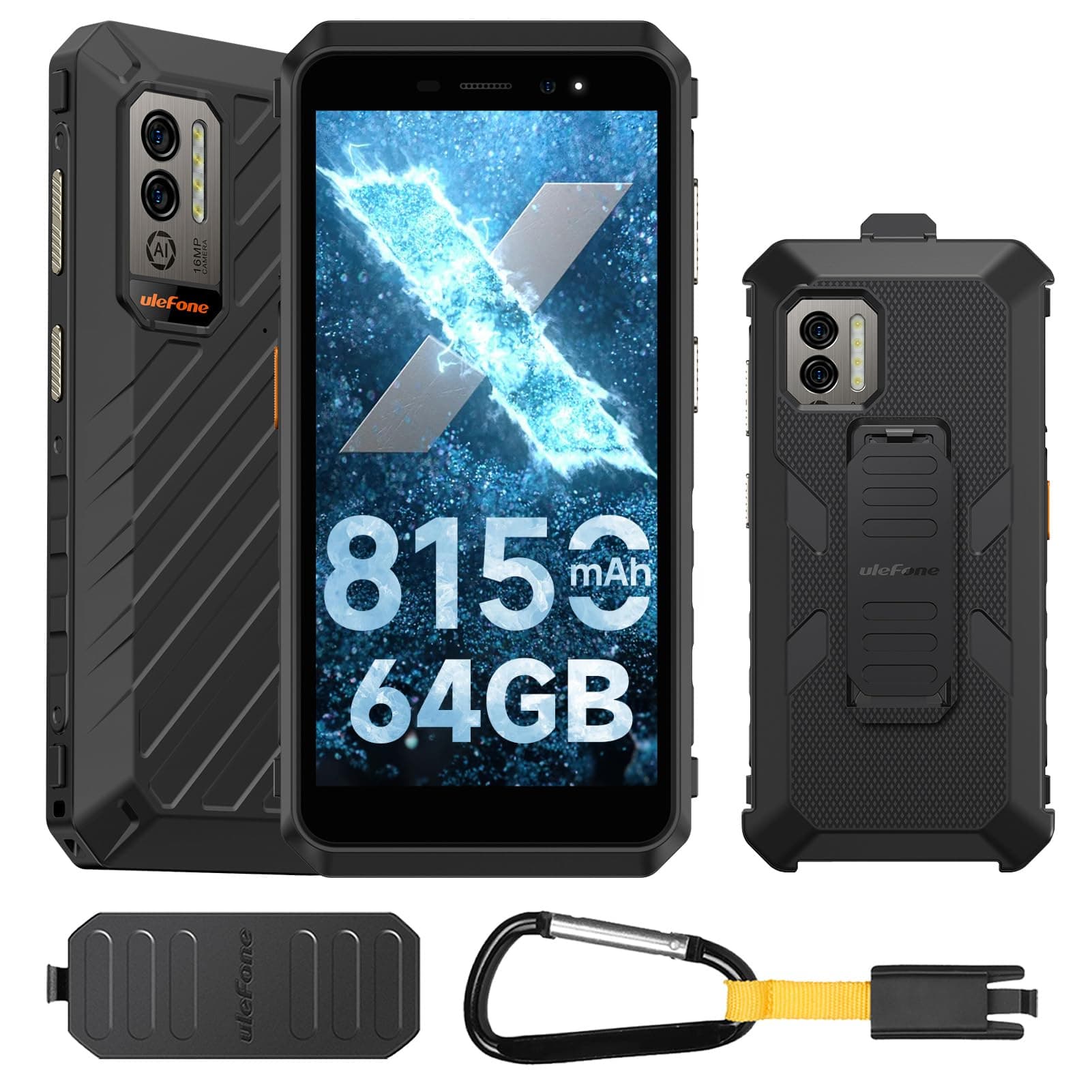 Power Armor X11 Pro Rugged Smartphone, 8GB 64GB, 8150mAh Battery, Android 12 Mobile Phones, 4G Dual SIM, 16MP AI Camera, 5.45 inch Tough Screen, Waterproof Outdoor Phone Unlocked, UK Version