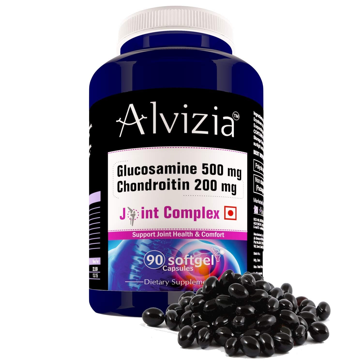 Alvizia Glucosamine Chondroitin, Supports Healthy Joints, Cartilage and Connective Tissue (90 Softgel capsules)