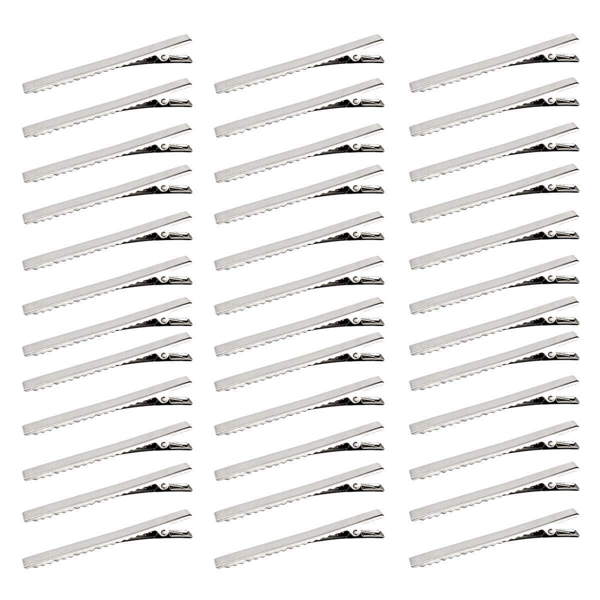 60 Pcs Alligator Curl Clips, Bantoye 3 Inch Flat Single Prong Clips Hair Accessories for Hair Styling, Coloring, Silver