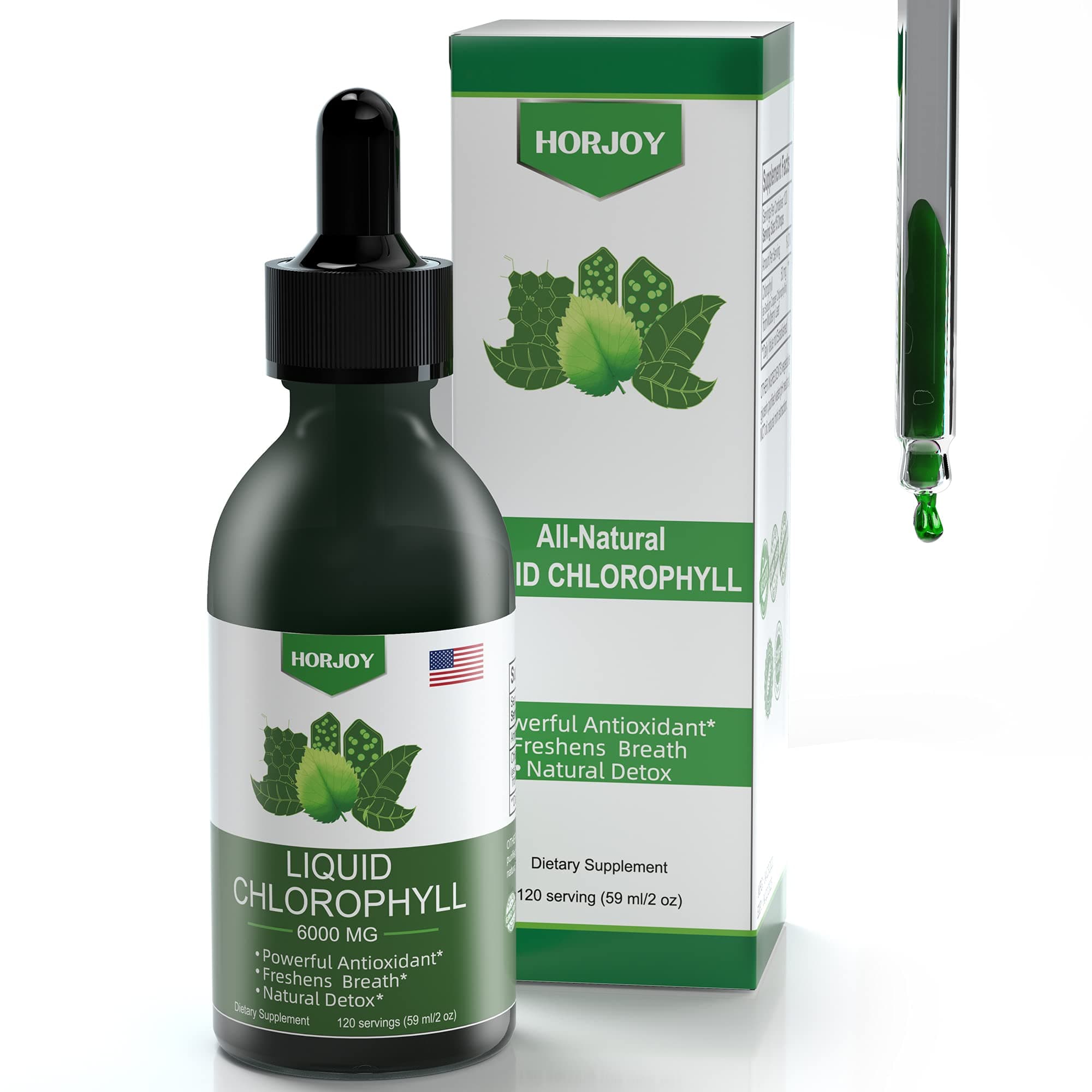 Liquid Chlorophyll Drops - 100% Natural Energy Booster & Immune Support - Internal Deodorant & Detox - Altitude Sickness Relief - Fast Absorption, Vegan & Non-GMO - 120 Servings (100 mg)