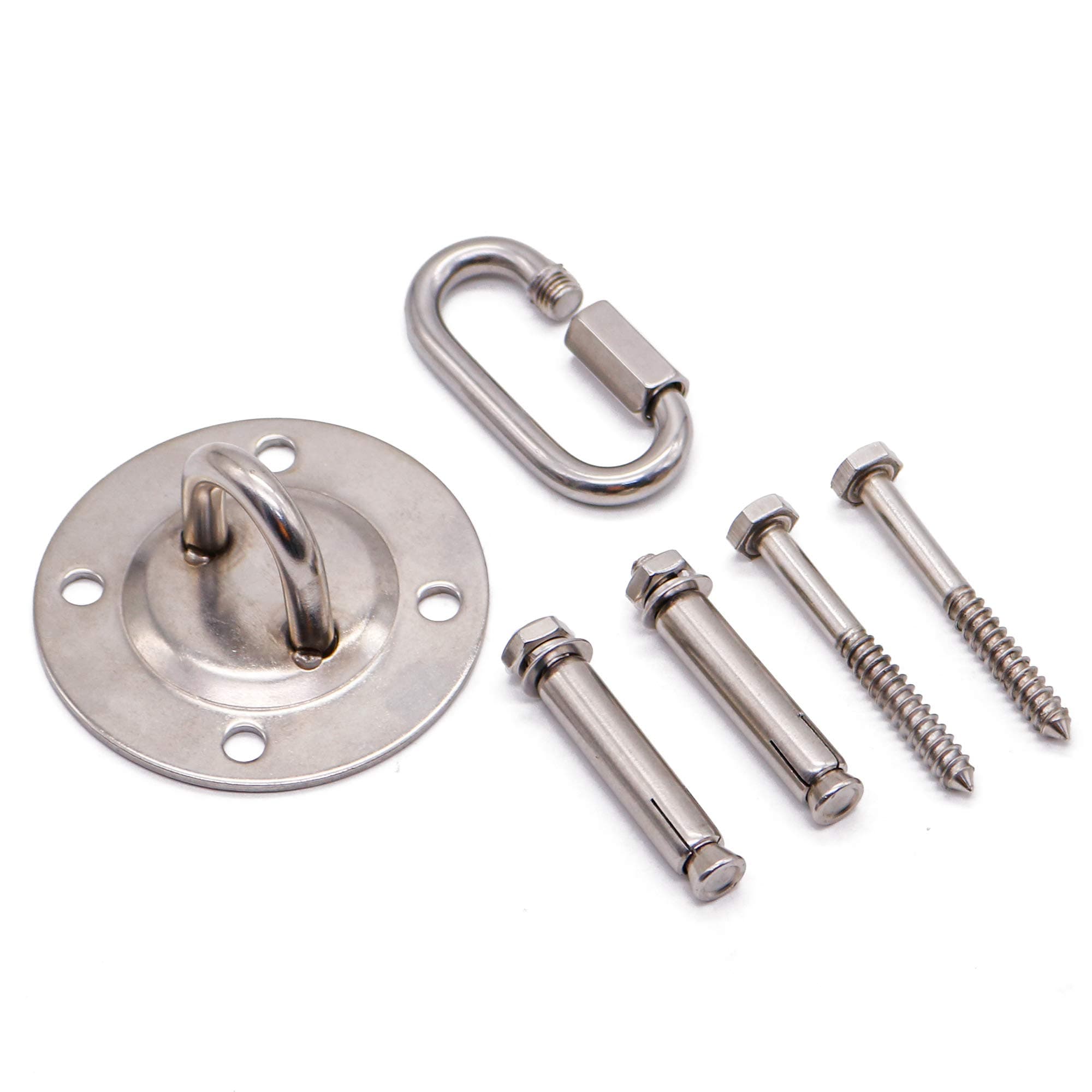 LAZZO Hammock Hanging Kit, Durable Hooks&Carabiners, Expansion Bolts Screws Stainless Steel 1100 LB Capacity for Hammock Stand, Swing Chair, Punching Bag, Yoga Training, Hanging Lamp, Indoor&Outdoor