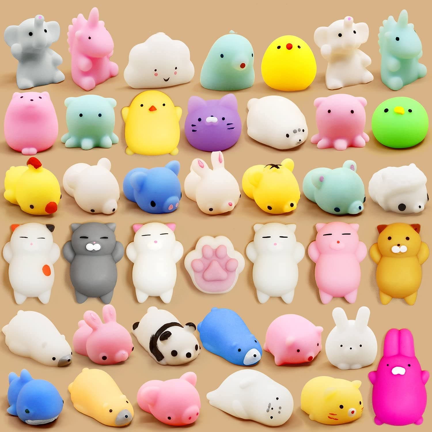 QINHE Mochi Squishy Toys,24 Pcs Mini Squishy Party Favors for Kids Animal Squishy Stress Relief Toys Squishy Squeeze Toys Kawaii Squishy Birthday Gifts for Boys & Girls Random