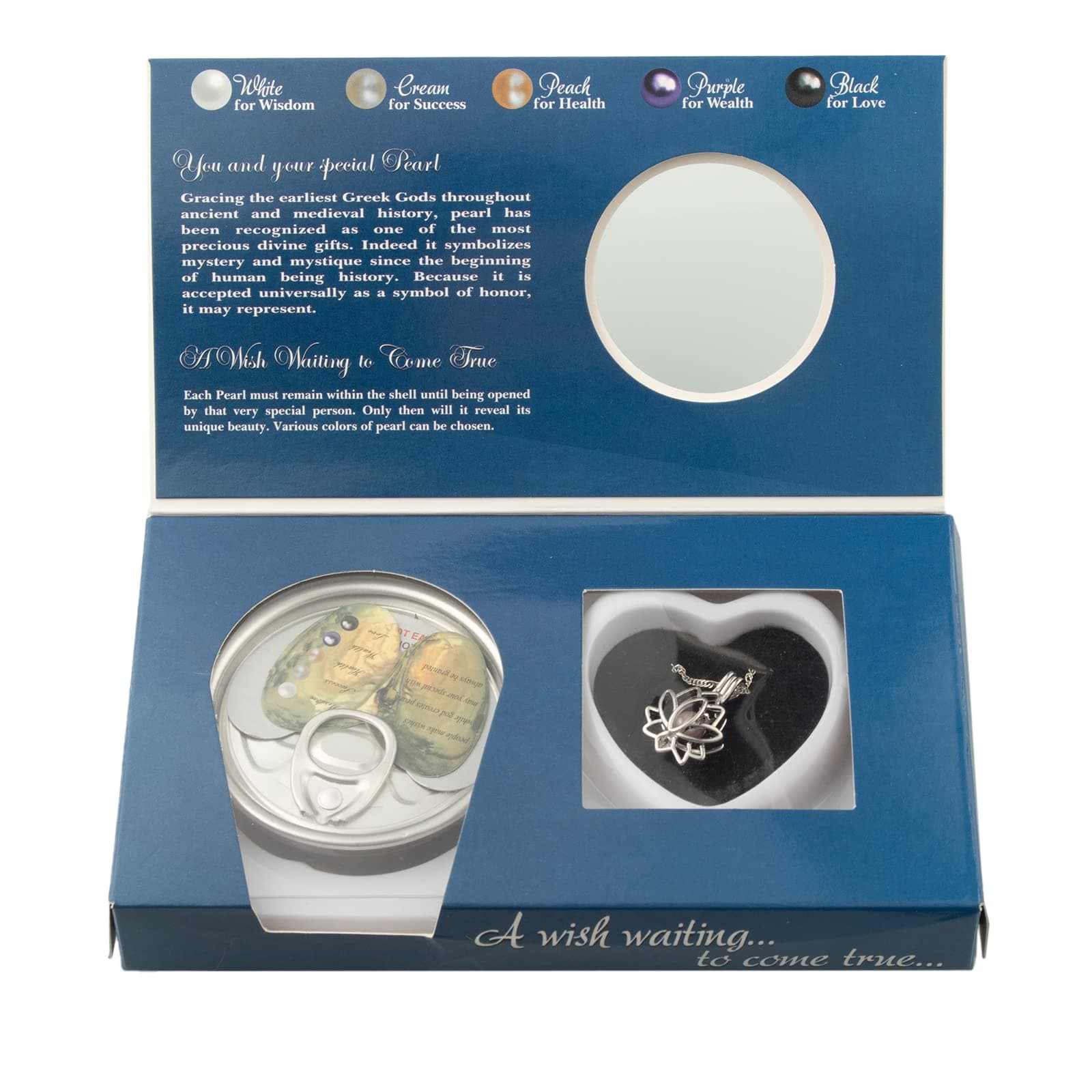 MilkyWay Wish Pearl Necklace Kit, DIY Necklace Making Kit, lotus Necklace Cage Locket Cultured Pearl in Oyster Set, 16.9", Surprise Gift for Wife, Girlfriend,Mother, M, Pearl