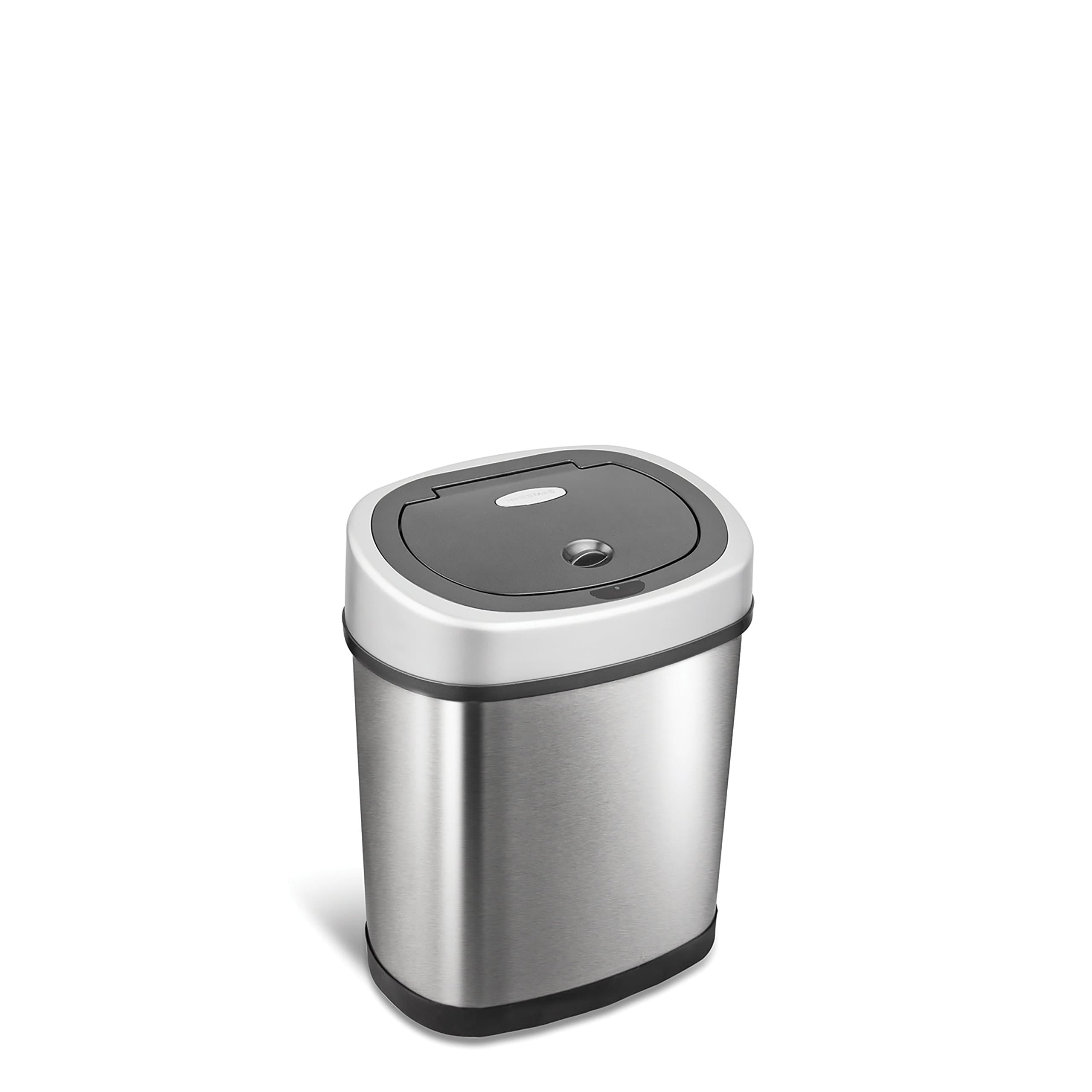 DZT-12-9 Automatic Touchless Motion Sensor Oval Trash Can, 3.2 Gal. 12 L., Stainless Steel