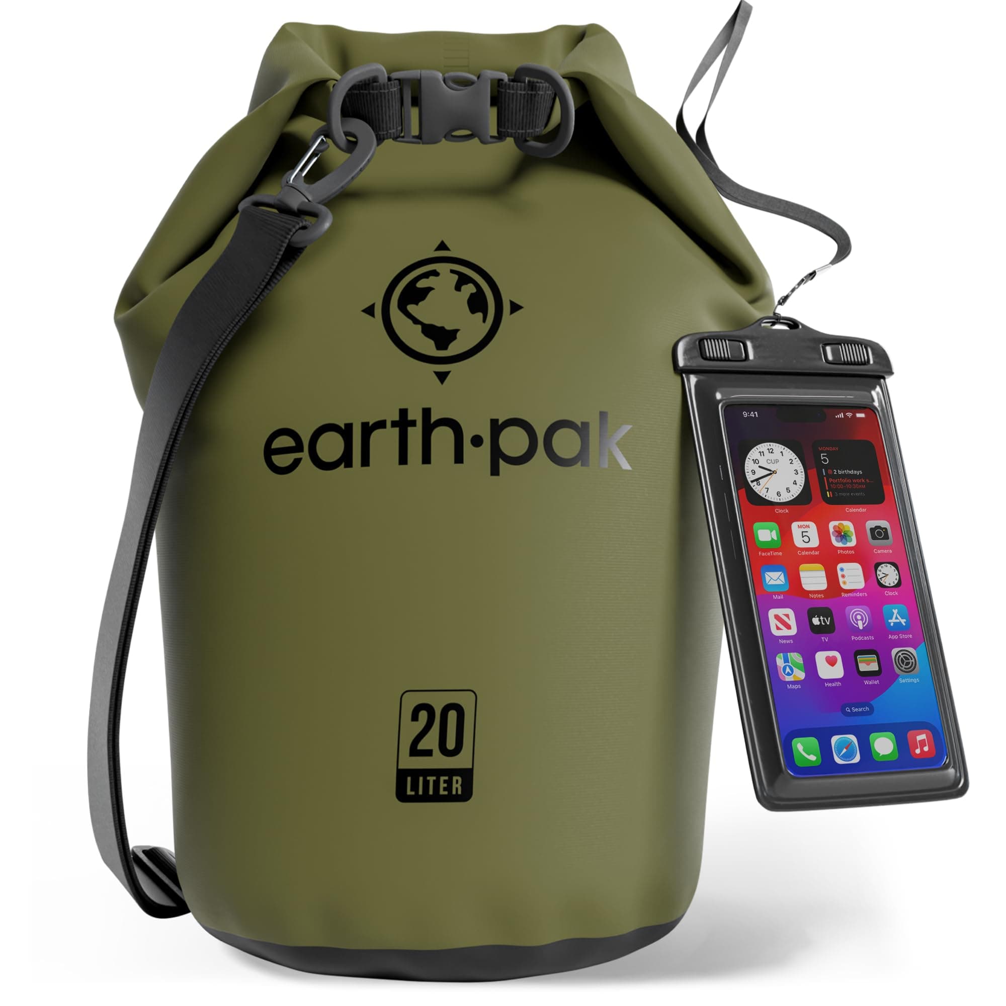 Waterproof Dry Bag - Roll Top Waterproof Backpack Sack Keeps Gear Dry for Kayak with Waterproof Phone Case