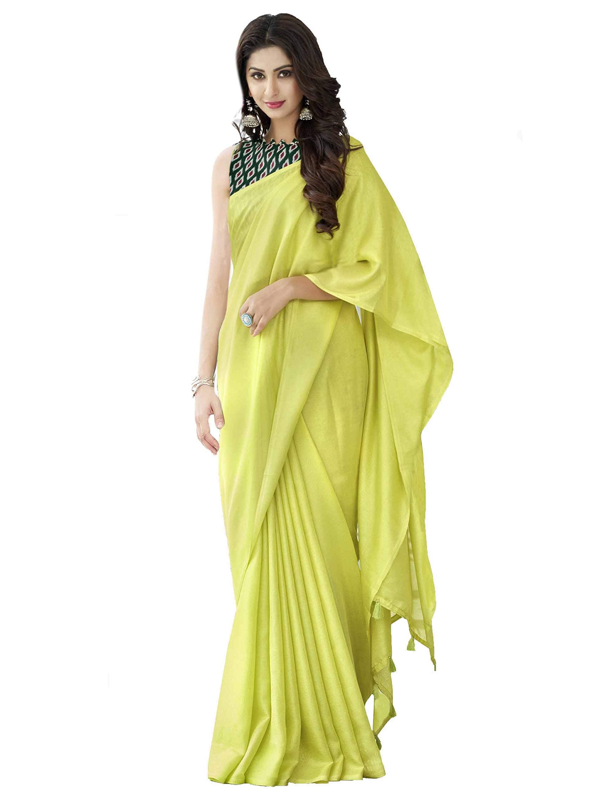 Miraan Women's Jute Cotton Saree with Blouse Piece (SRHIW10, Yellow)
