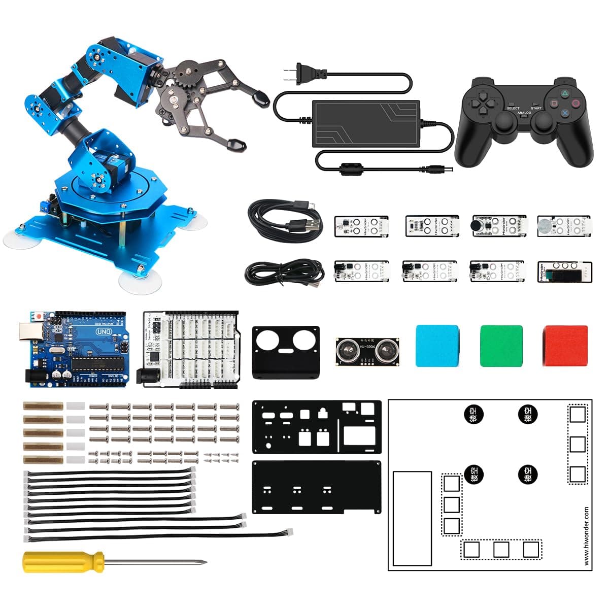 xArm UNO Robotic Arm 6DOF Kit - Arduino IDE Compatible, DIY Programming STEAM Robot With Sensor, UNO R3 Open Source Code & Tutorial