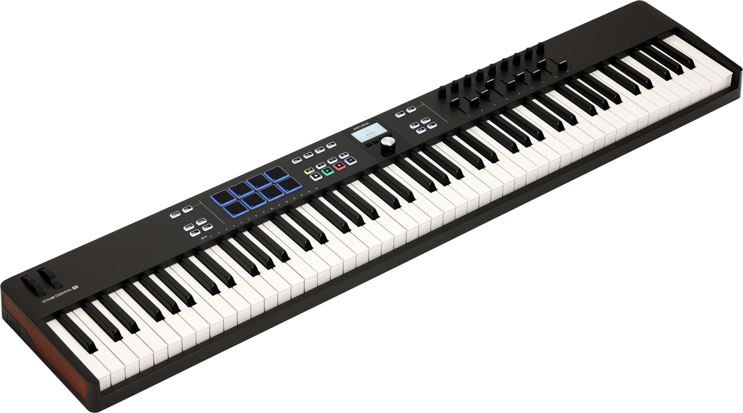 KeyLab Essential 88 mk3 with 88 Velocity-Sensitive keys, 9 Encoders, 9 Sliders, 8 RGB Pads - USB-C, Midi Out, LCD Screen, Bundled Software and DAW Integration - Black