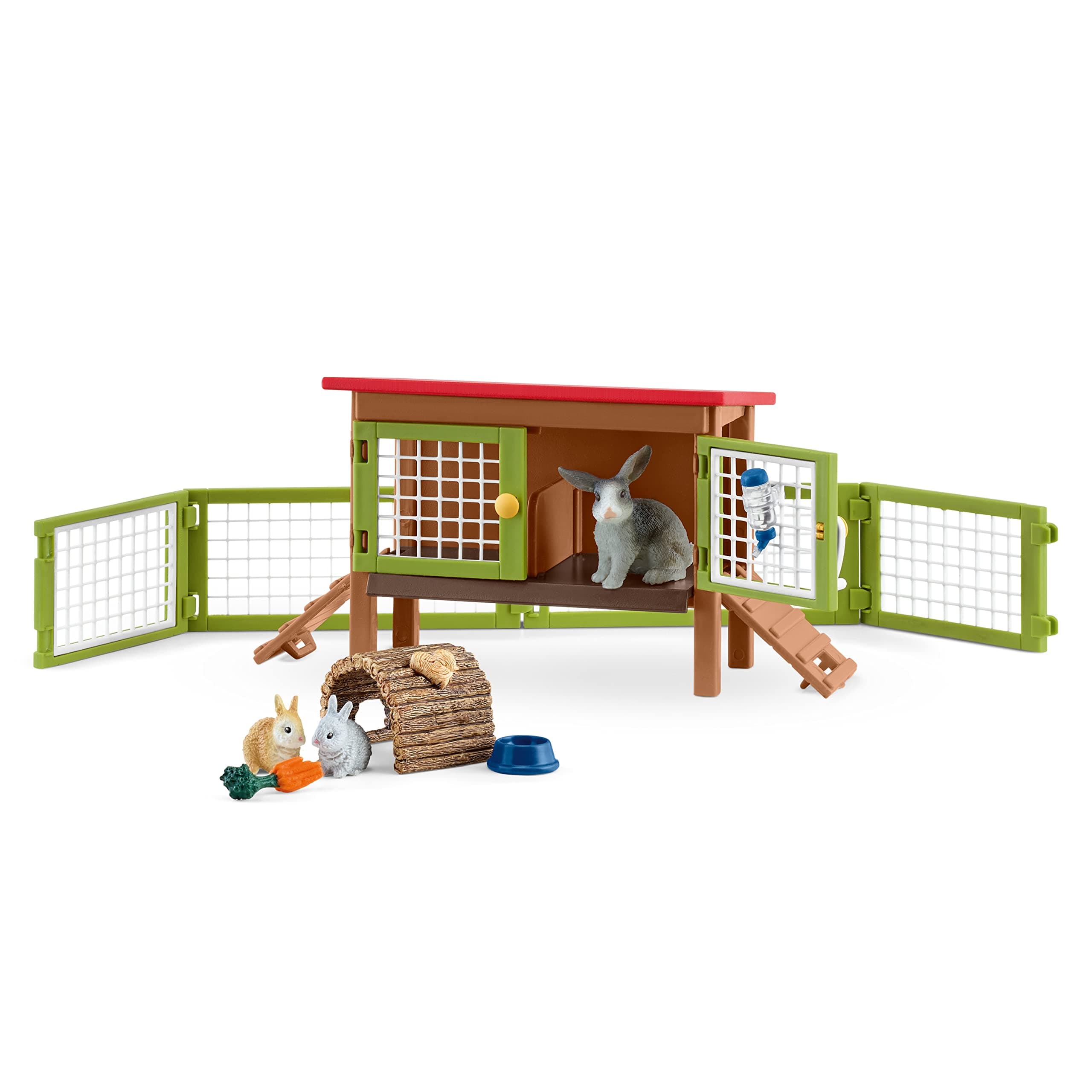 Farm Animal Toys and Playsets - Farm World 8 Piece Rabbit Hutch Set with Figurines, Farming Hutch and Accessories for Kids Ages 3 and Above