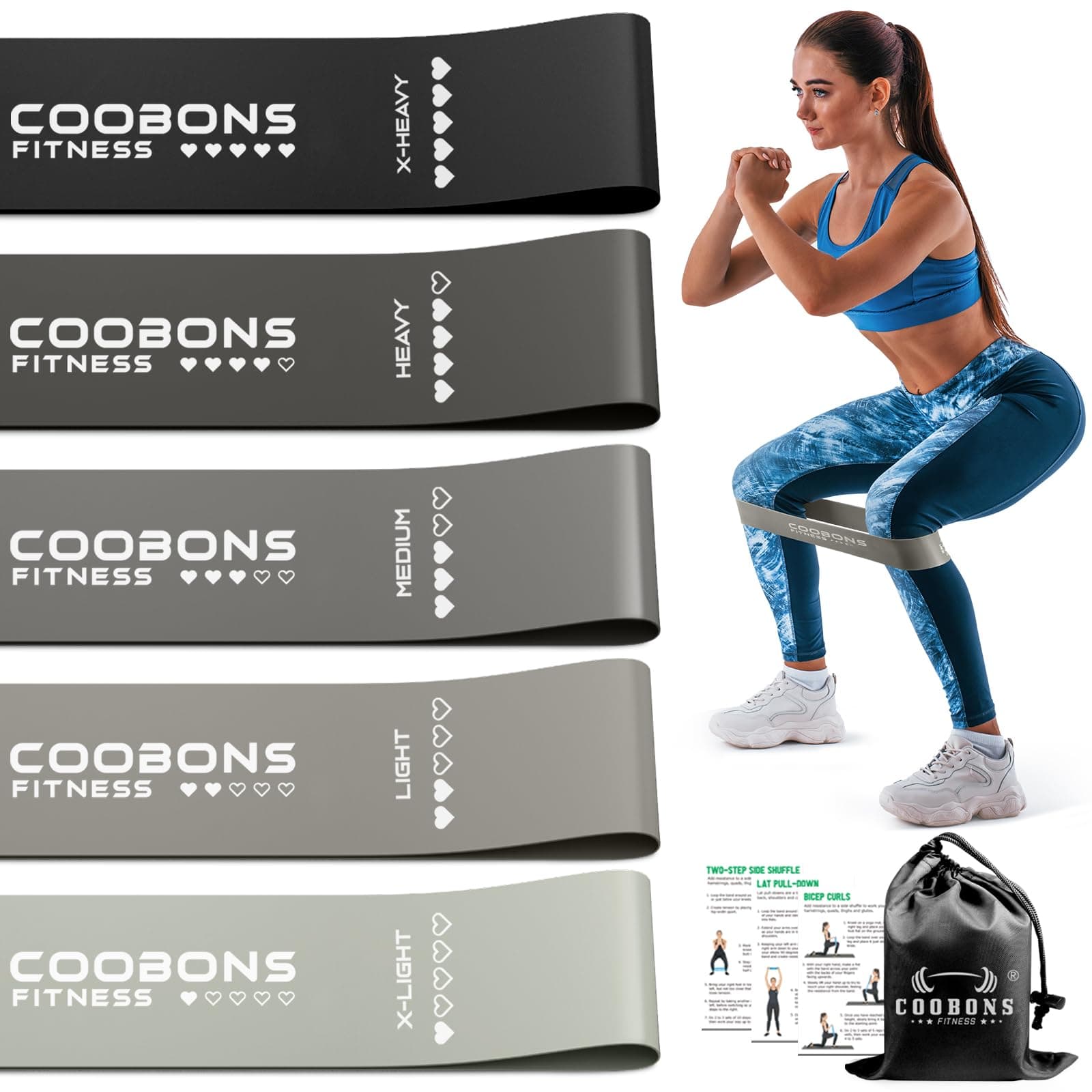 Resistance Bands for Working Out, Exercise Bands Resistance Bands Set with 5 Resistance Levels, Latex Loop Bands for Women Men, Workout Bands for Legs, Glutes, Strength Training, Yoga, Home Gym