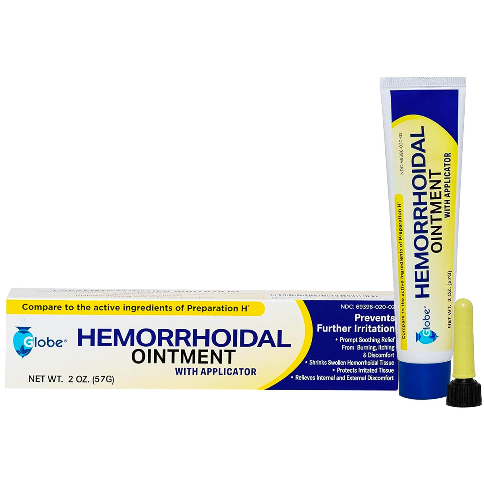 Globe Hemorrhoidal Ointment w/ Applicator, Phenylephrine HCl, Petrolatum Mineral Oil, Maximum Strength Formula for Burning, Discomfort & Itching, 2 oz