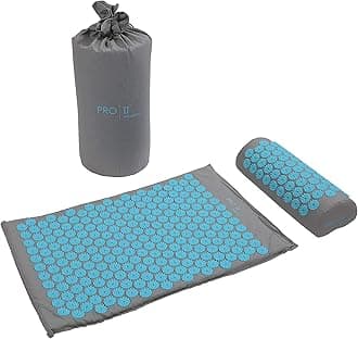 PRO 11 WELLBEING Acupressure mat and pillow set with carry bag (Grey/Blue)
