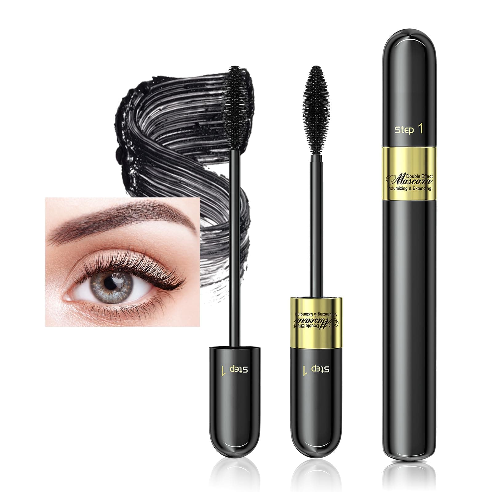 Tubing Mascara Instant Extensions, 2-1 Mascara for Volumizing and Lengthening, Curling Eyelashes and Fast Dry, Easy to Apply & All Day Full, Vegan & Cruelty Free, Green(0.28 fl. oz)