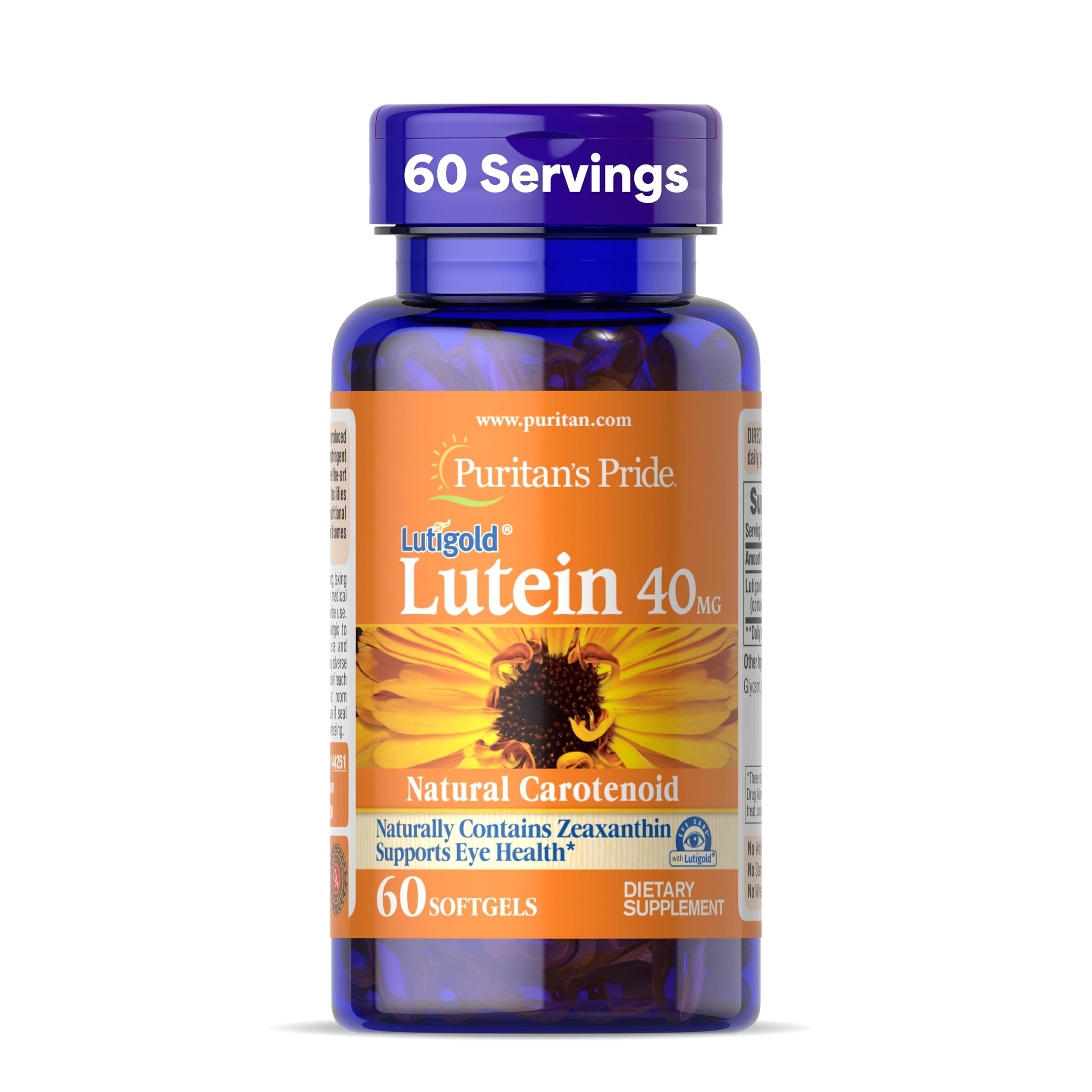 Lutein 40 Mg with Zeaxanthin,60 Softgels, 60 Count